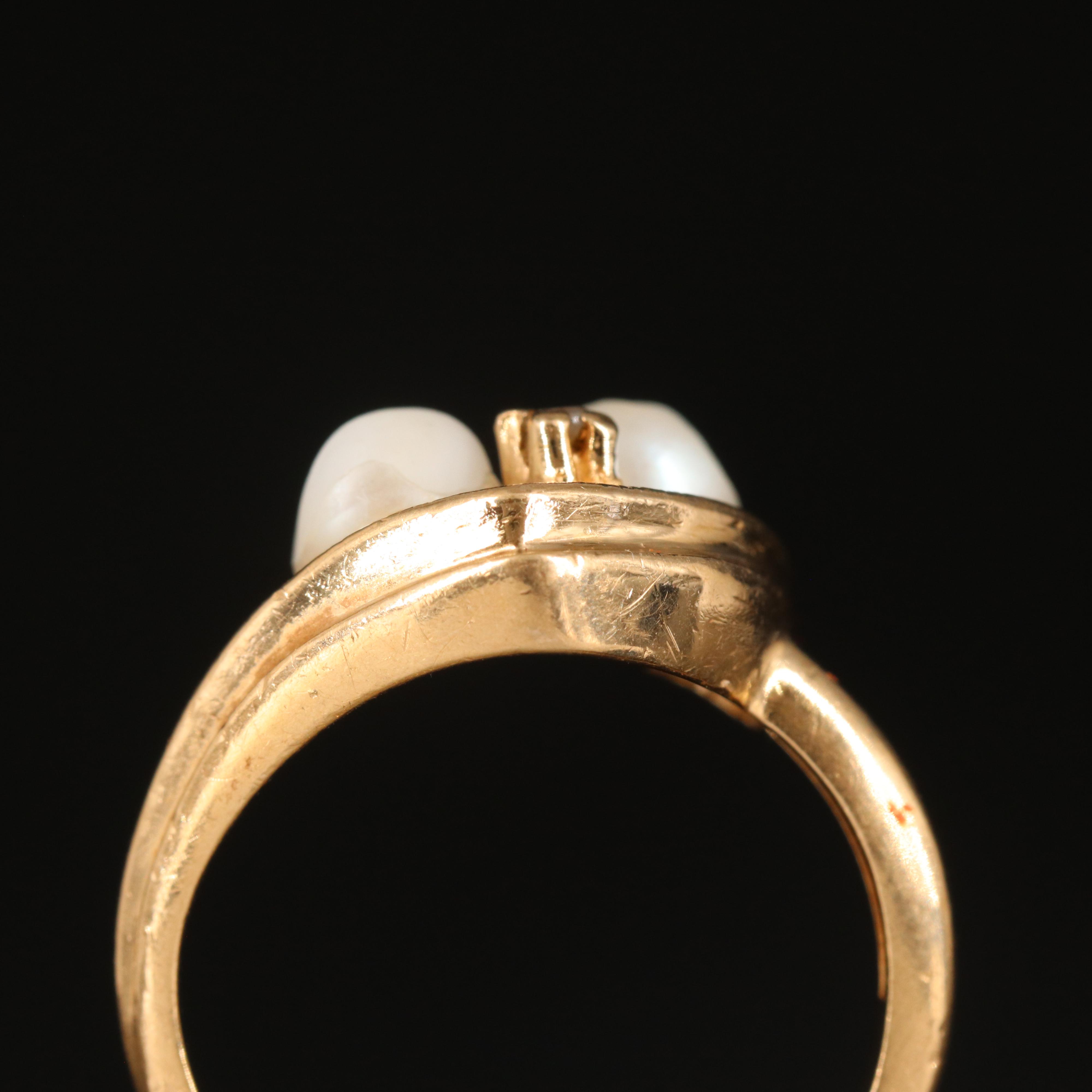 14K Pearl and Spinel Ring