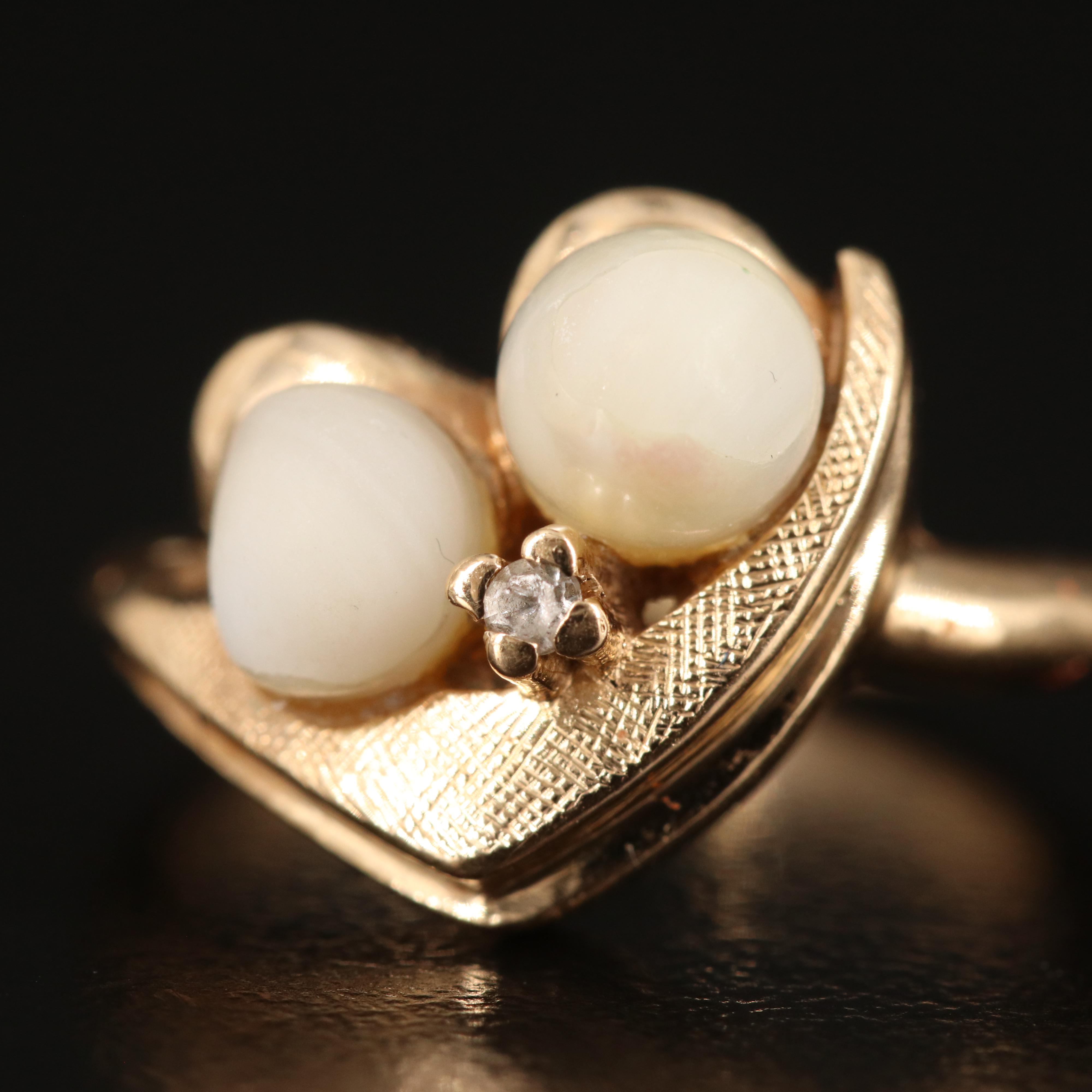 14K Pearl and Spinel Ring