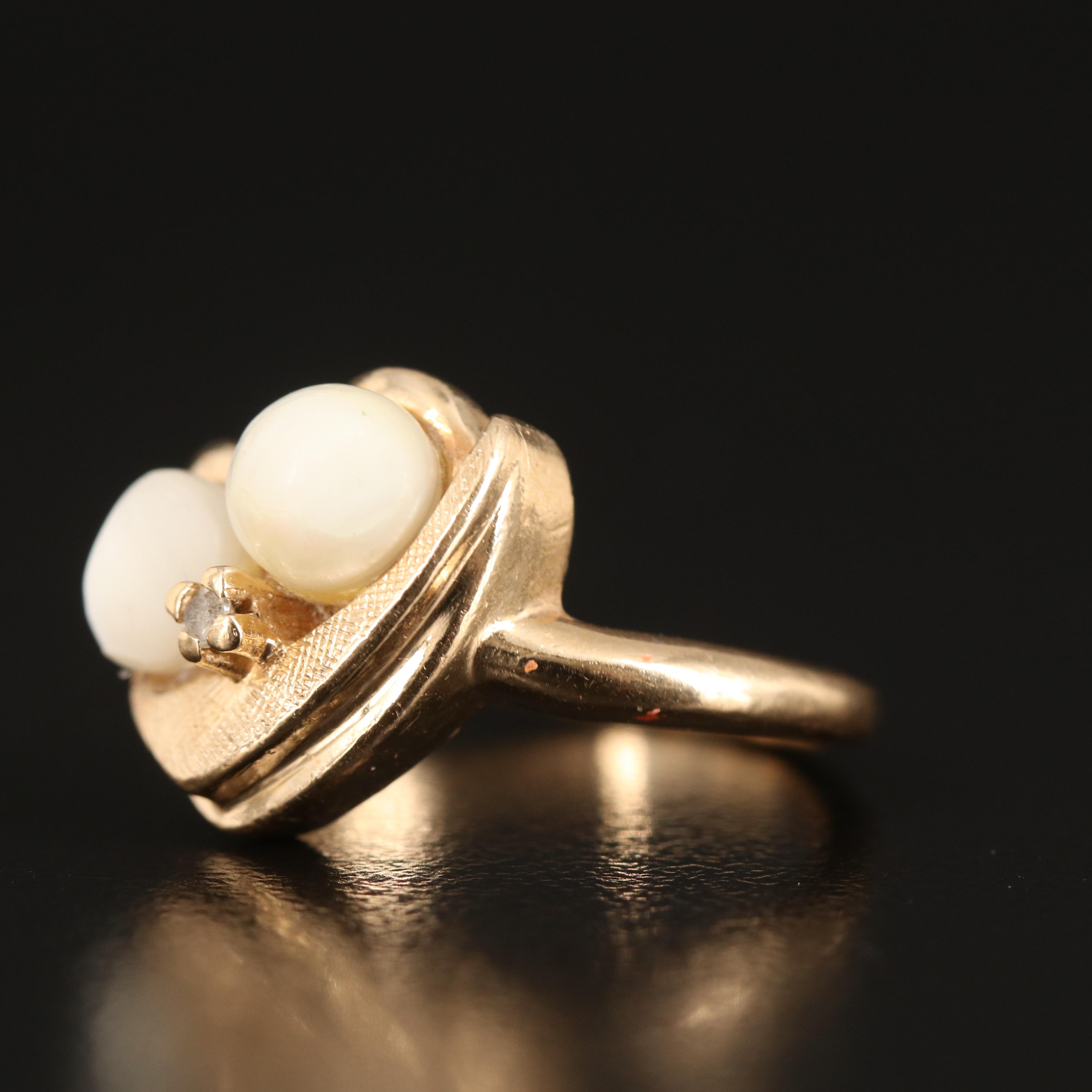 14K Pearl and Spinel Ring