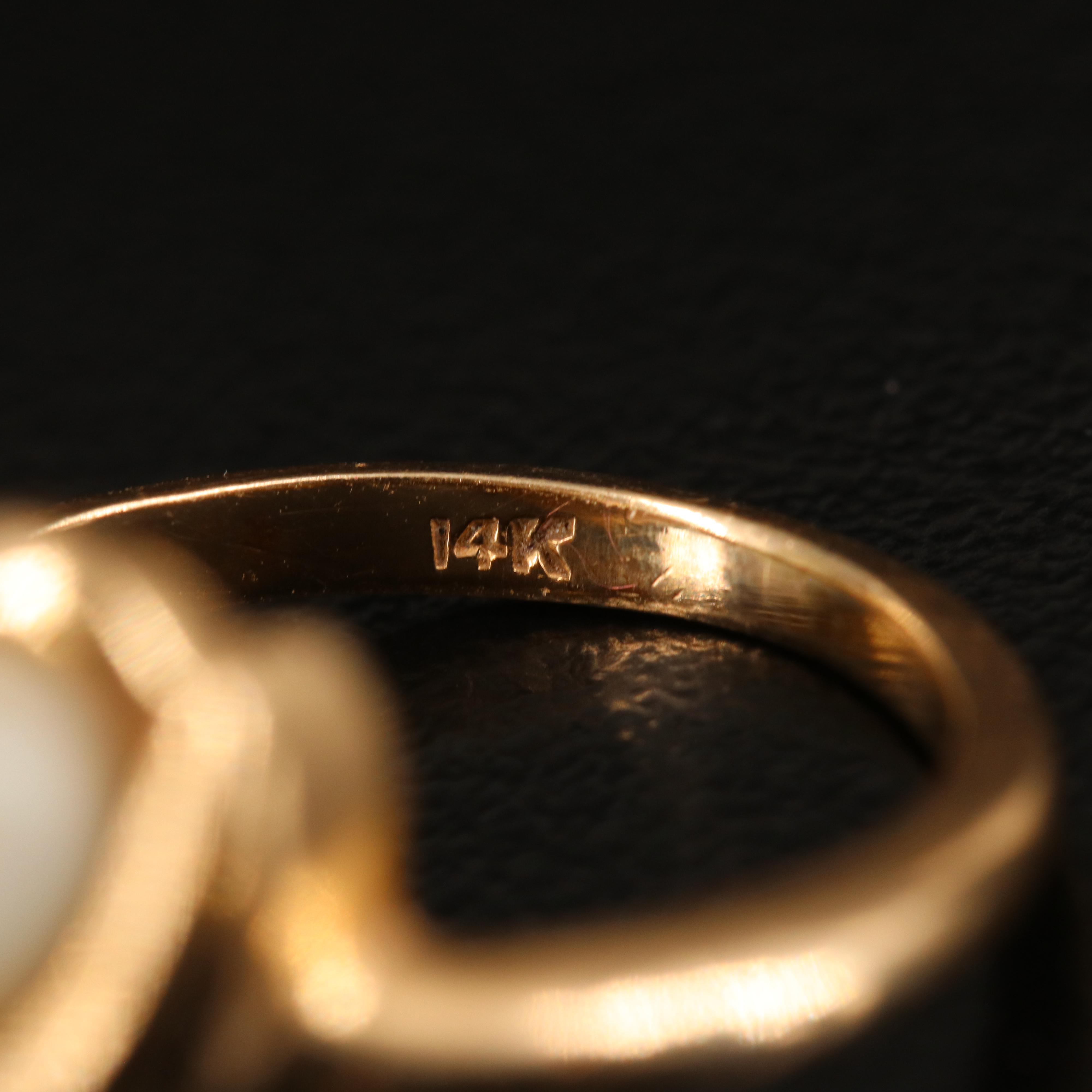 14K Pearl and Spinel Ring