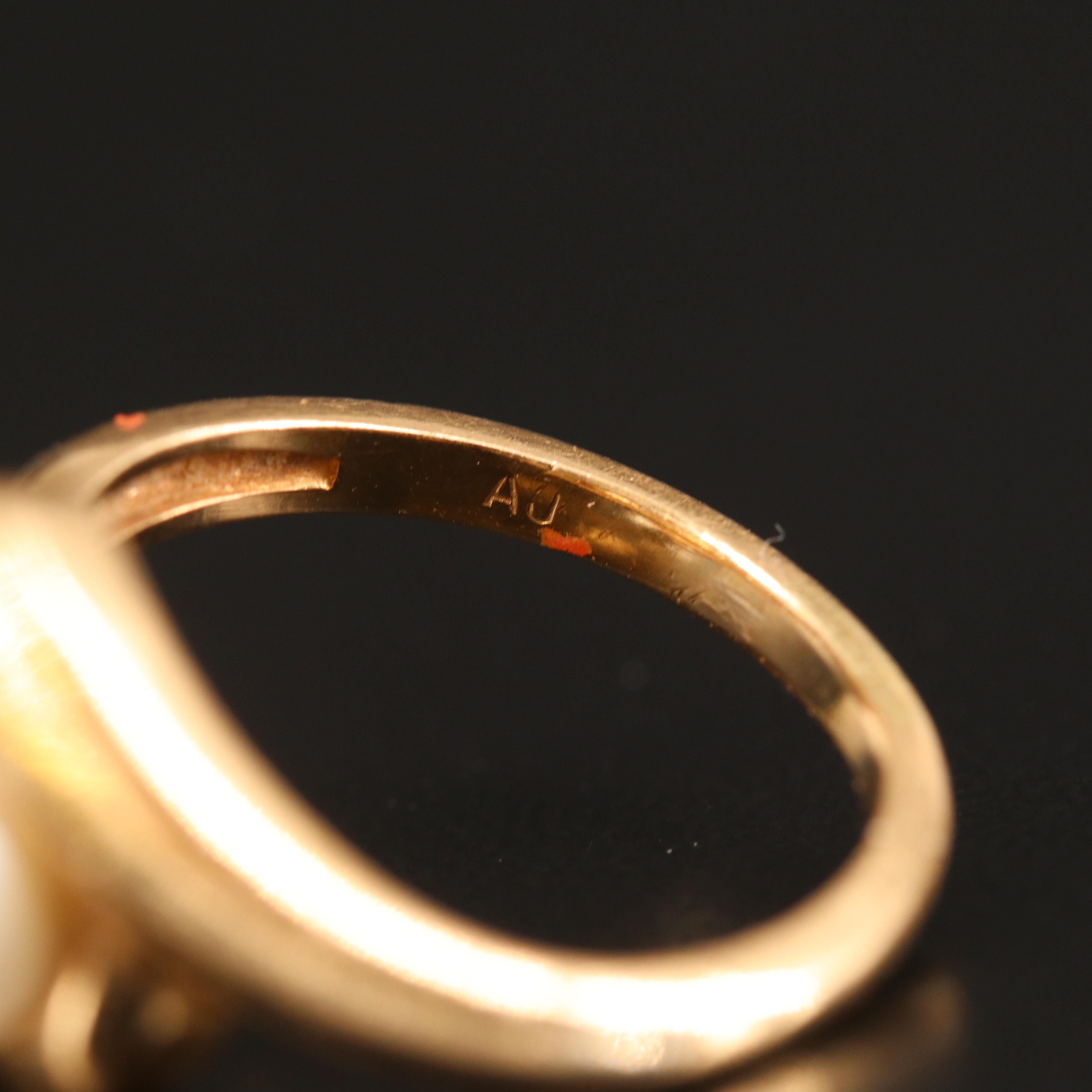 14K Pearl and Spinel Ring