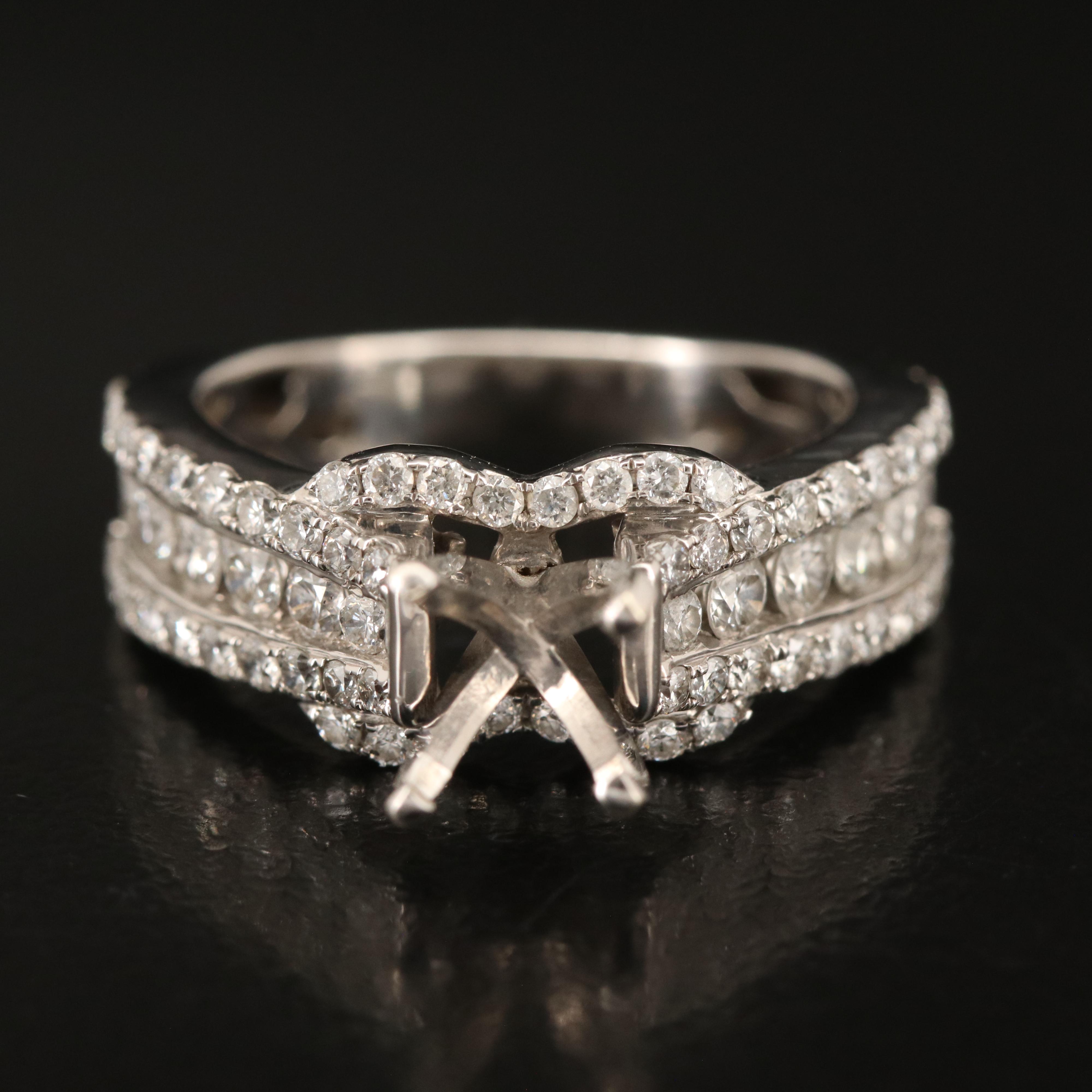 14K 1.52 CTW Diamond Semi Mount Ring