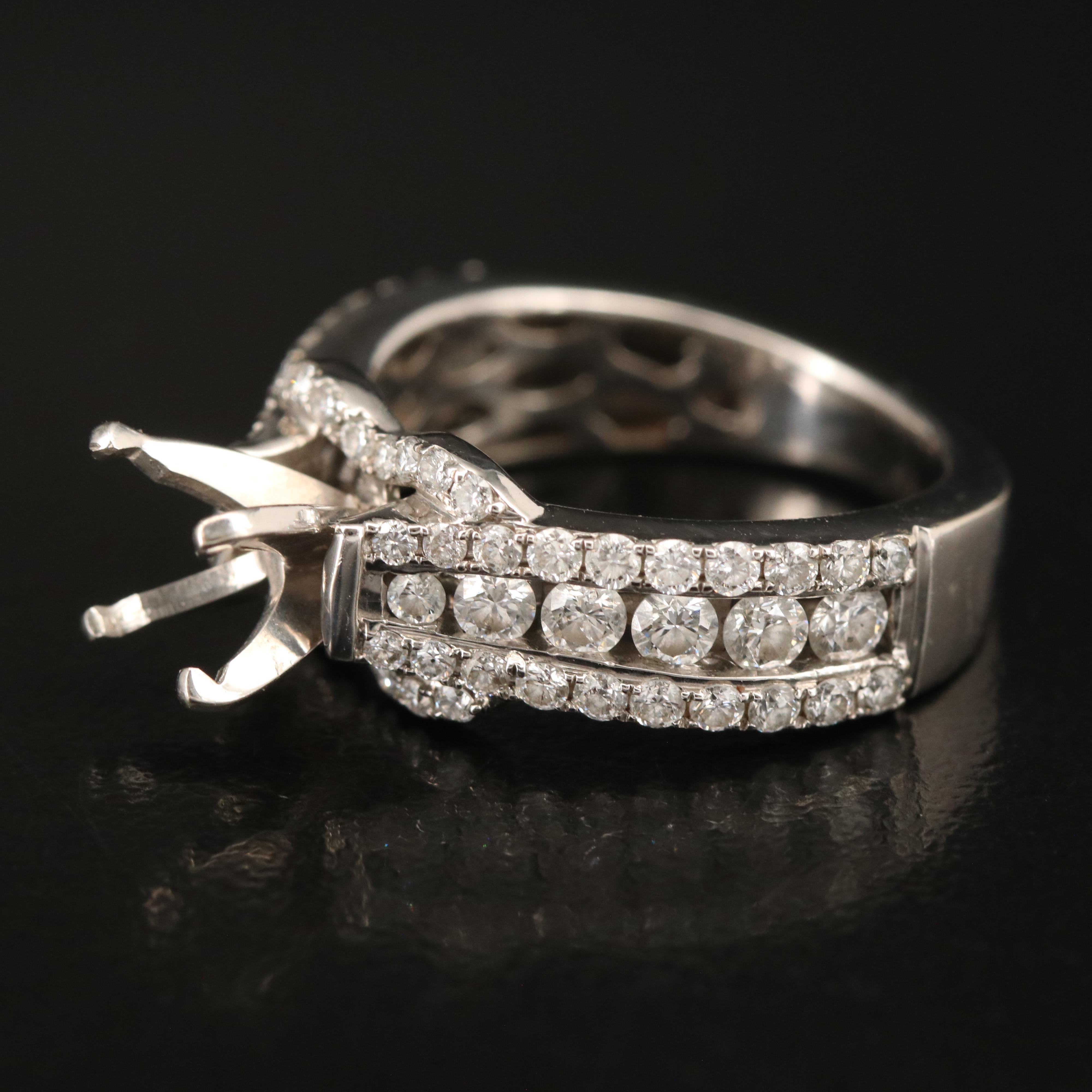 14K 1.52 CTW Diamond Semi Mount Ring