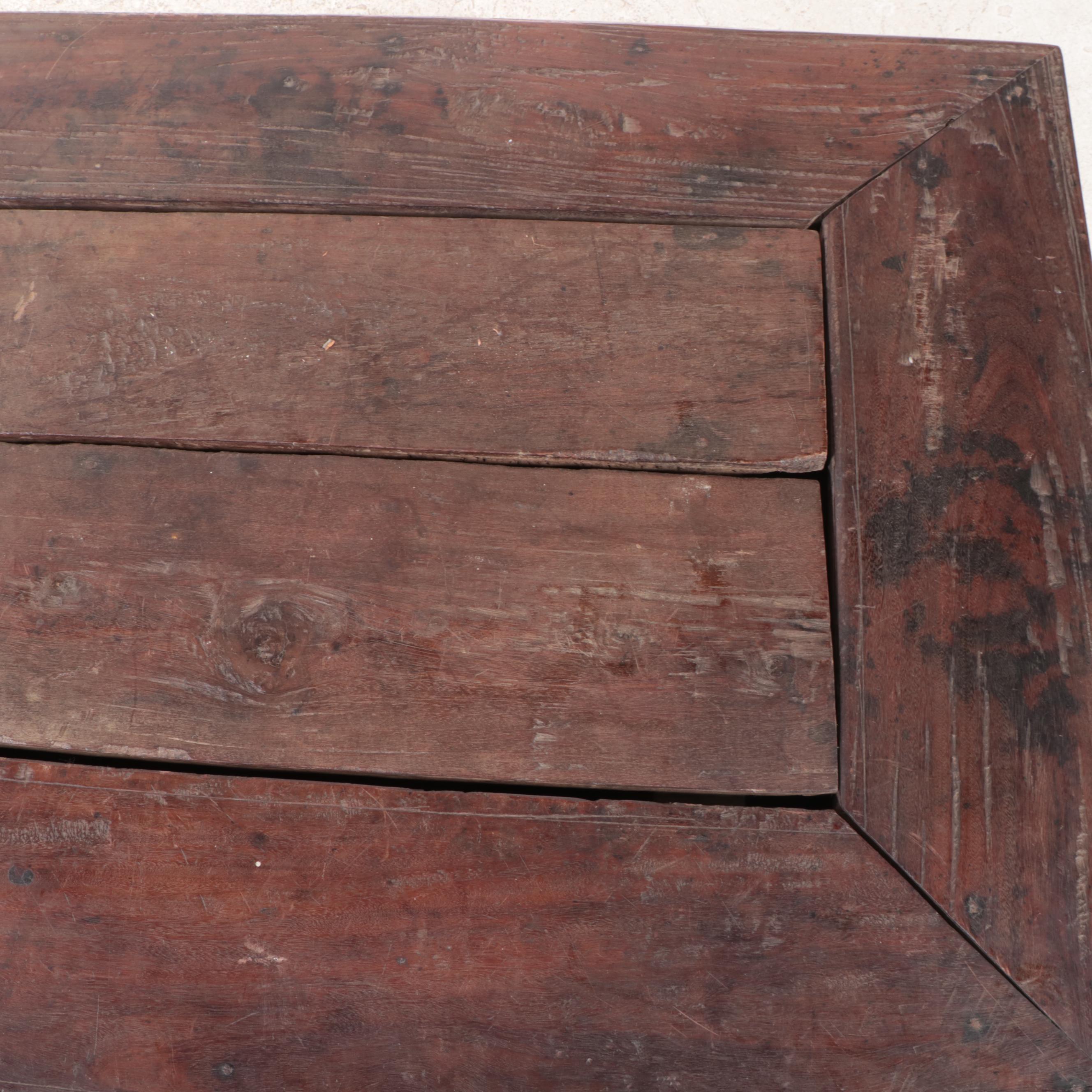 Indo-Asian Paneled Wood and Breadboard Top Long Table