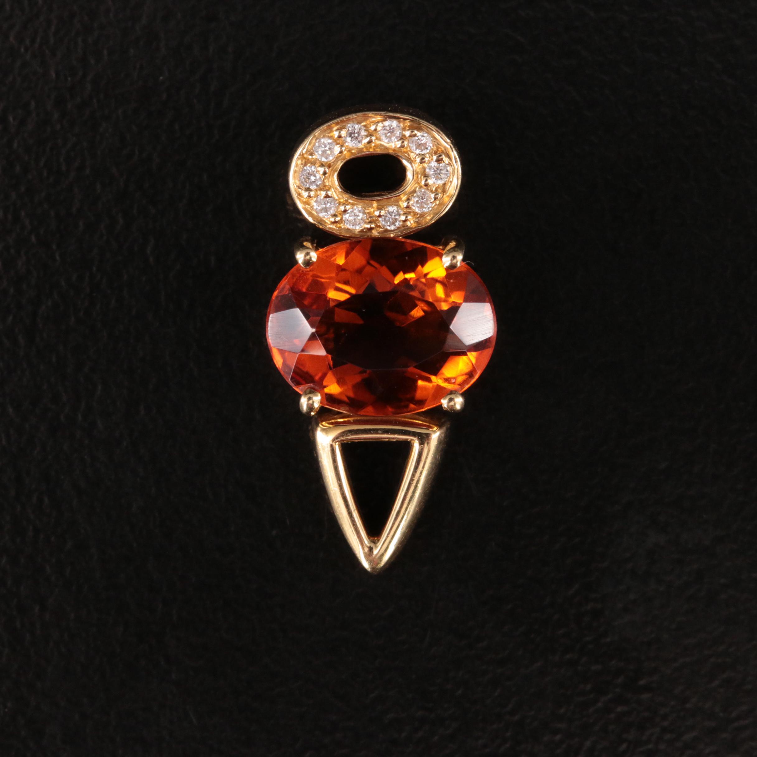 18K Citrine and Diamond Pendant