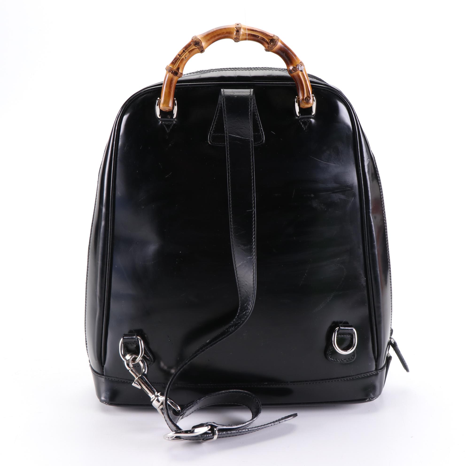 Gucci Bamboo Sling Backpack in Nylon Gabardine and Mastercalf Leather