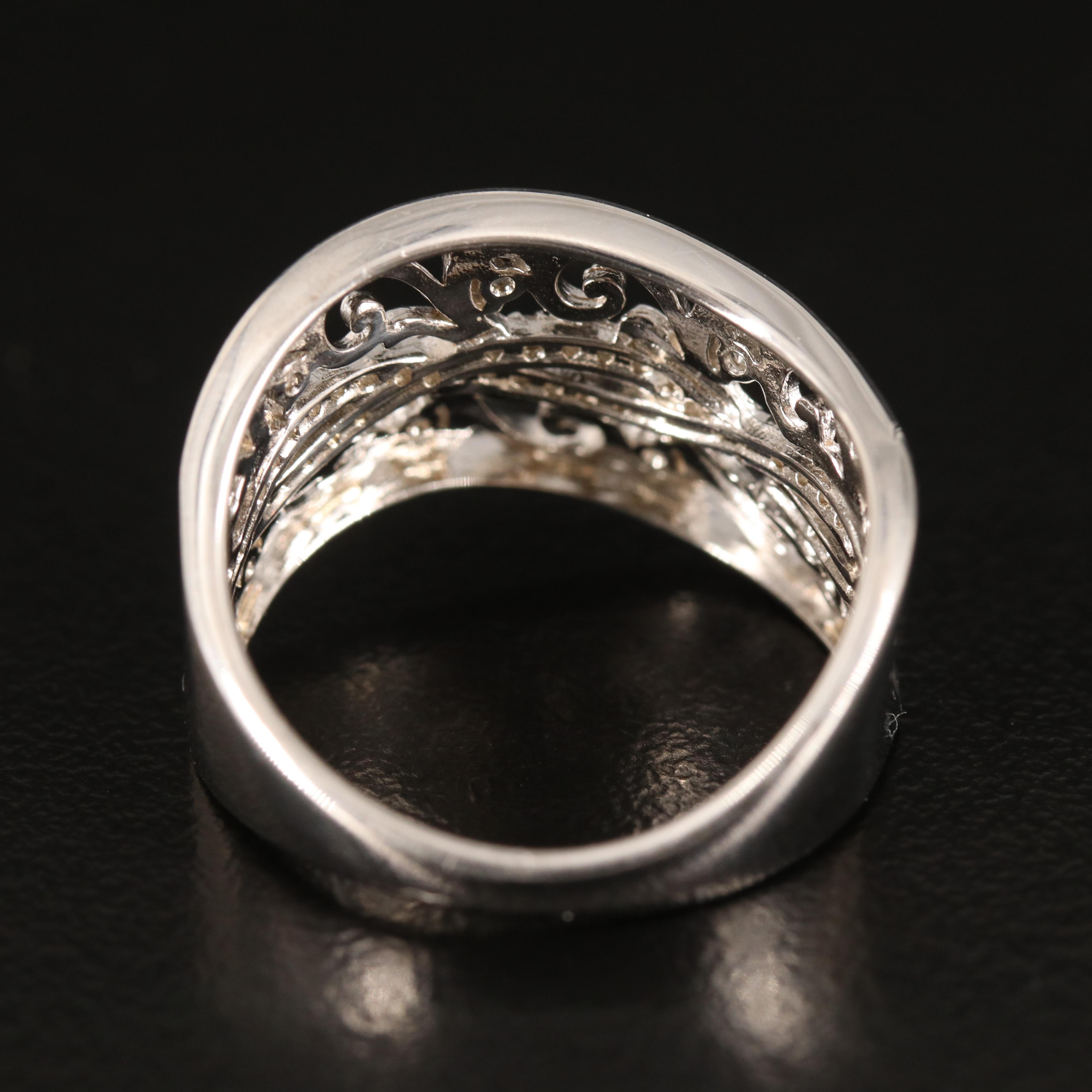 Sterling Diamond Scrollwork Band