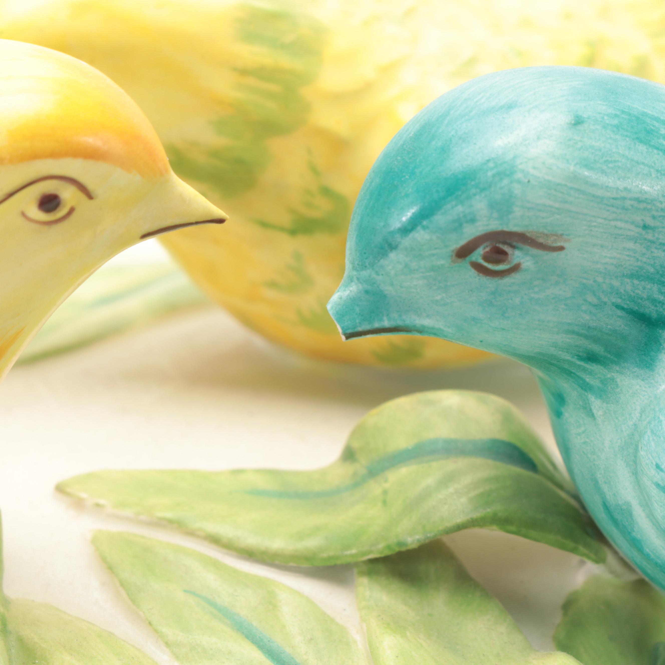 Italian Majolica Basket Weave Tureen with Lid and Underplate