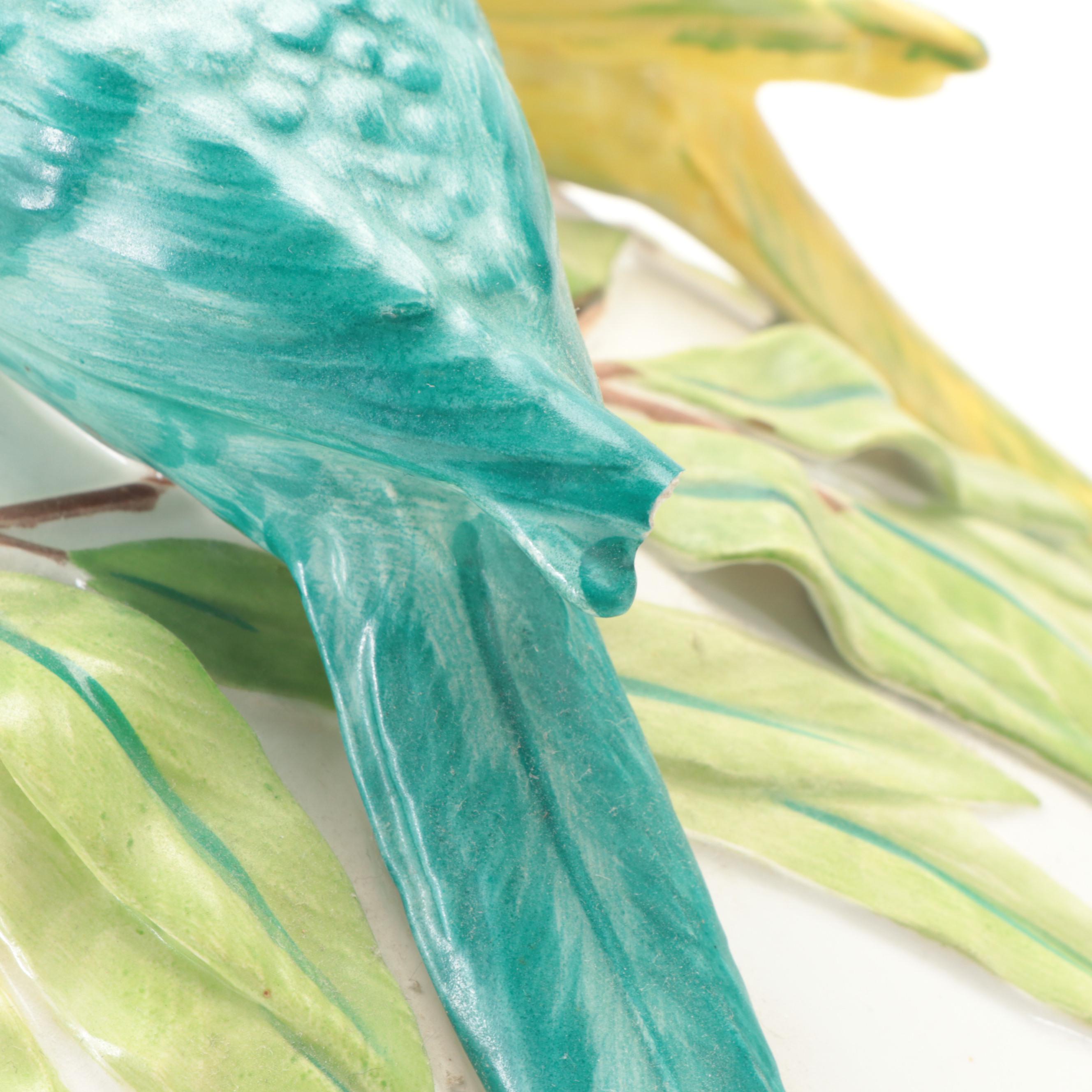 Italian Majolica Basket Weave Tureen with Lid and Underplate