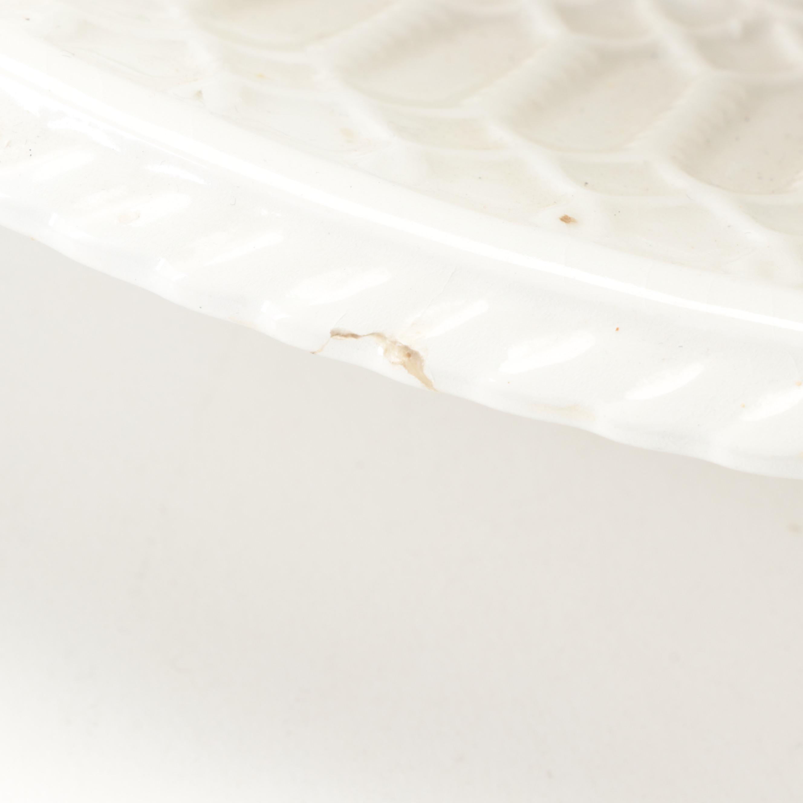 Italian Majolica Basket Weave Tureen with Lid and Underplate