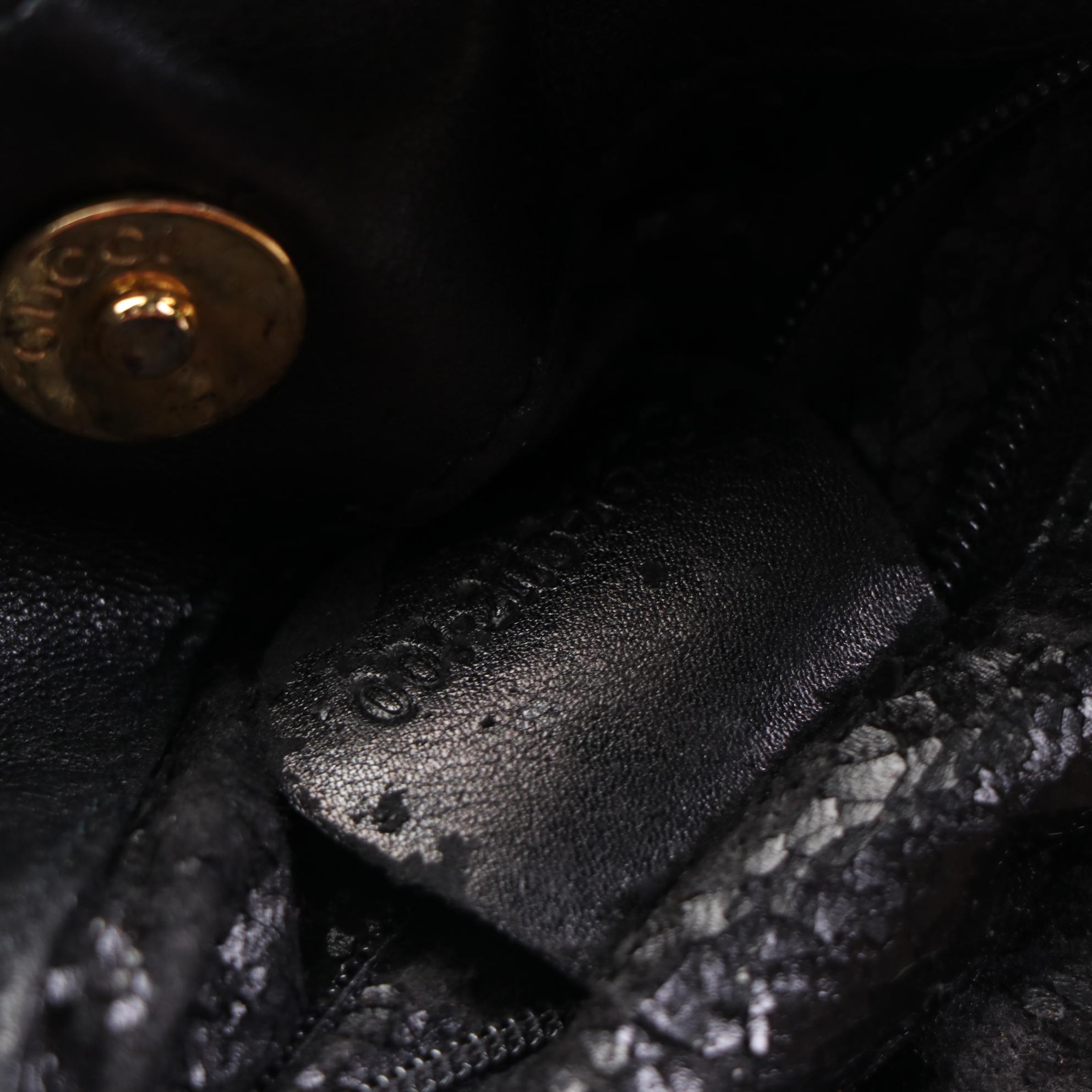 Gucci Bamboo Small Shoulder Bag in Black Calfskin Leather