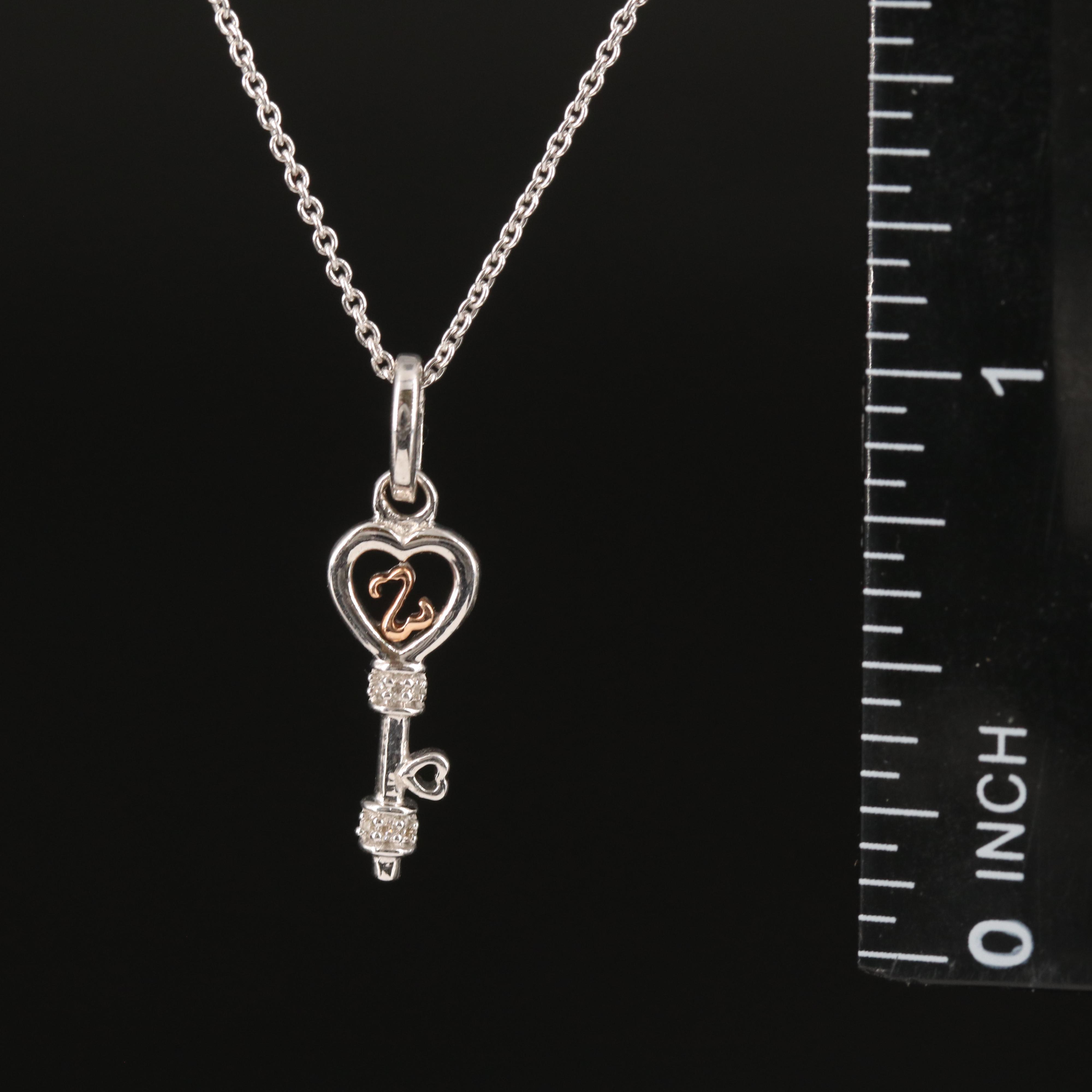 Diamond Key Pendant Necklace in Sterling