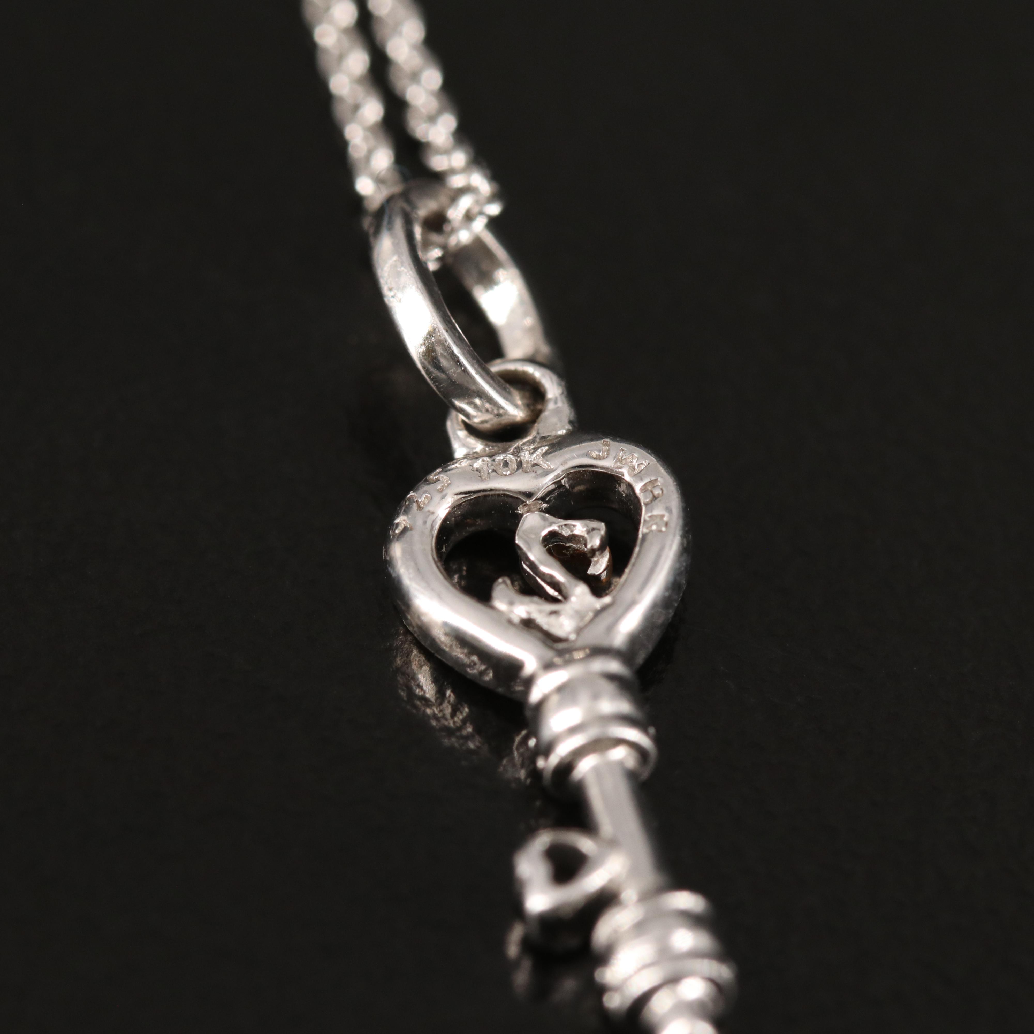 Diamond Key Pendant Necklace in Sterling