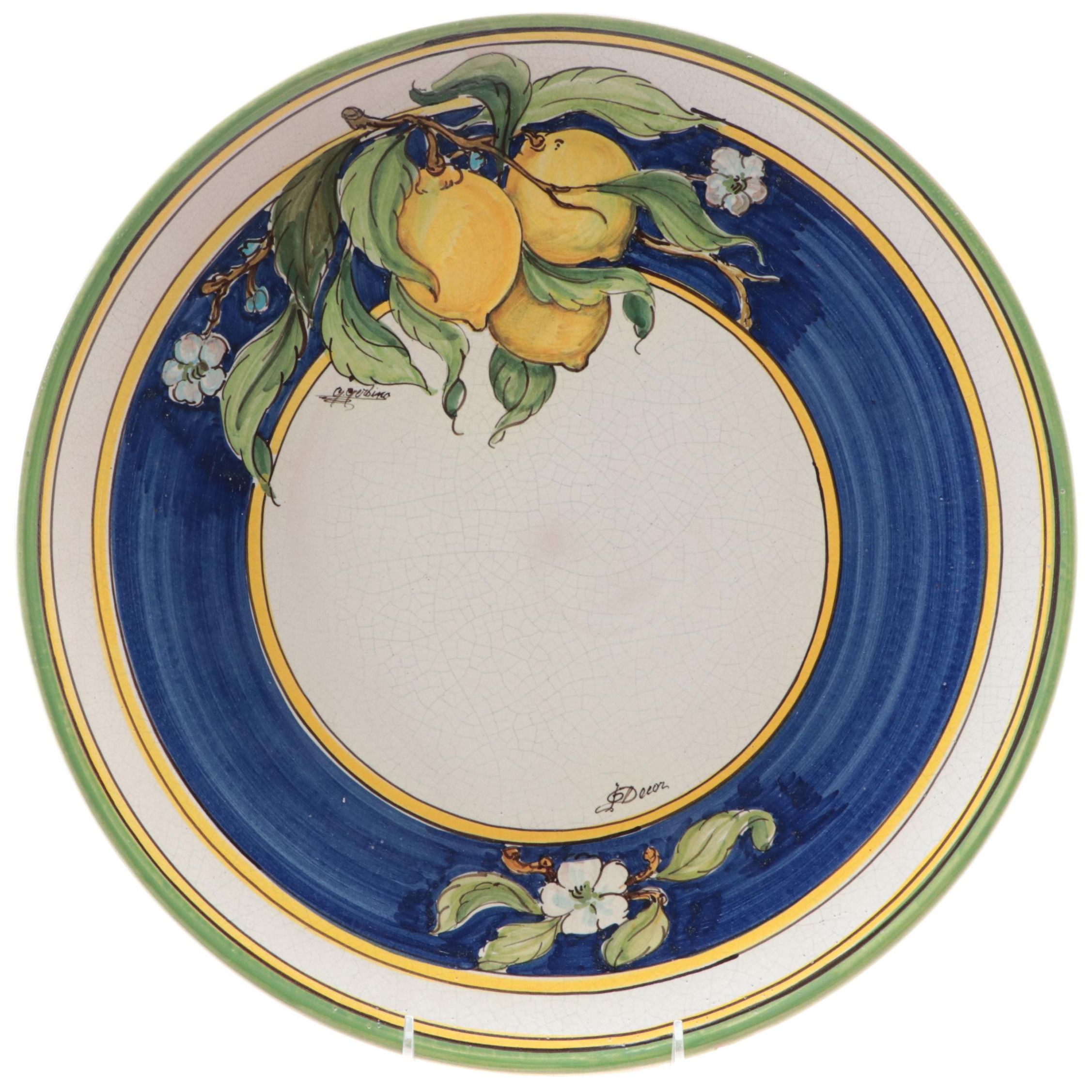 Santo Stefano di Camastra Sicilian Majolica Hand-Painted Decorative Charger