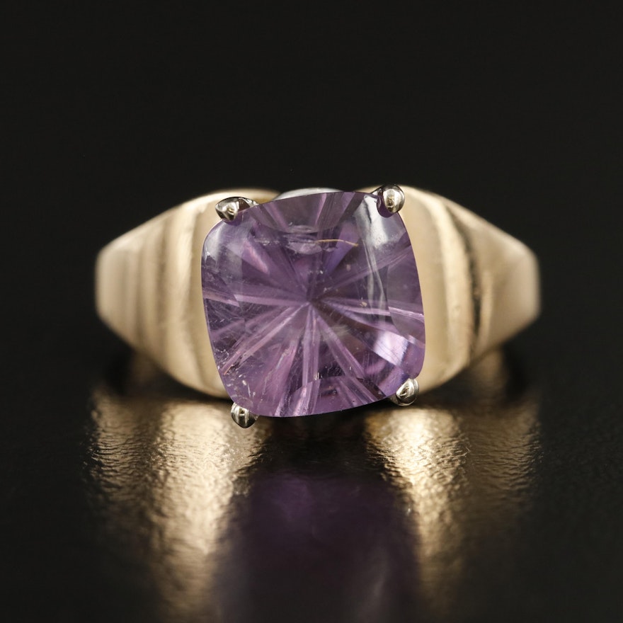 14K Amethyst Solitaire Ring