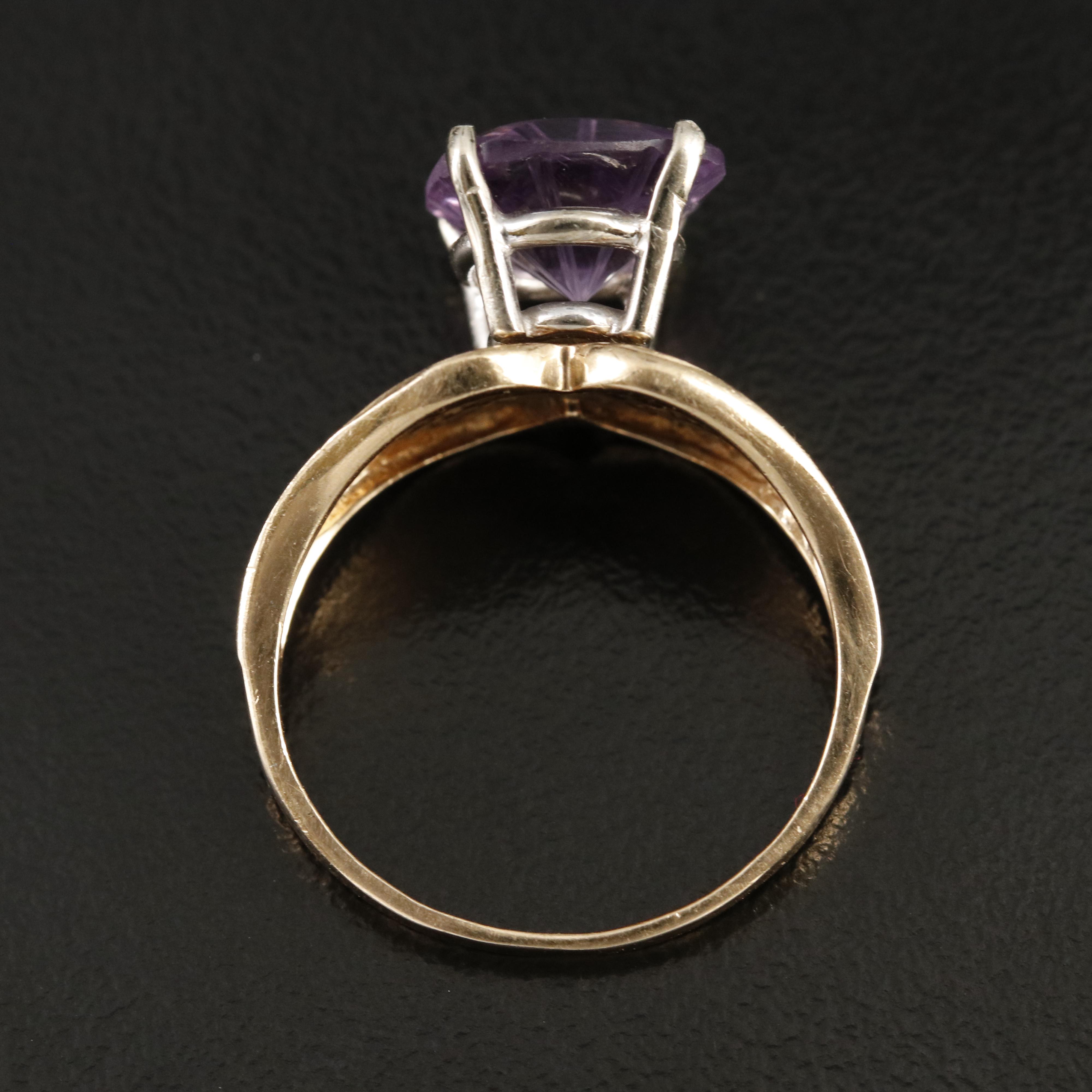 14K Amethyst Solitaire Ring