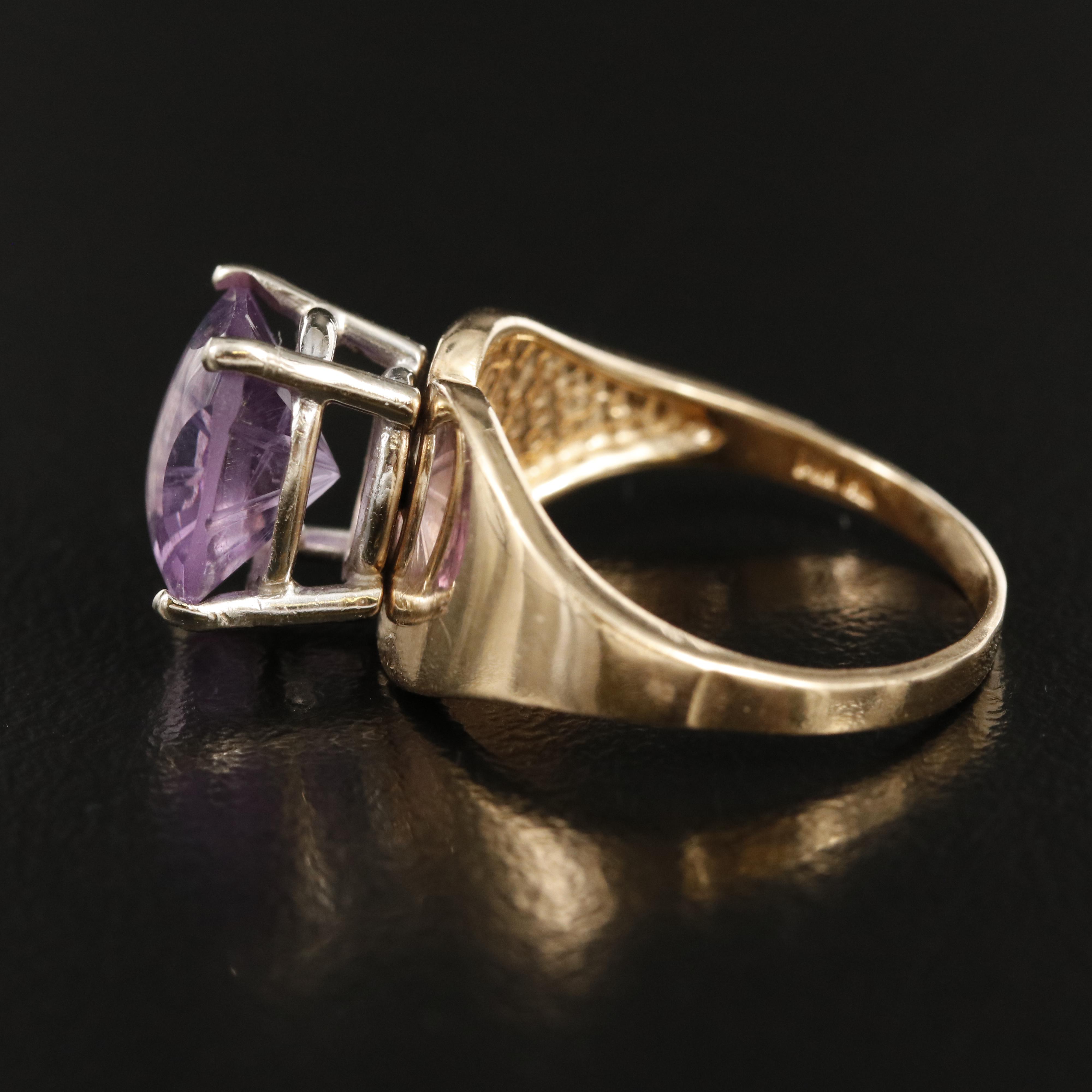 14K Amethyst Solitaire Ring