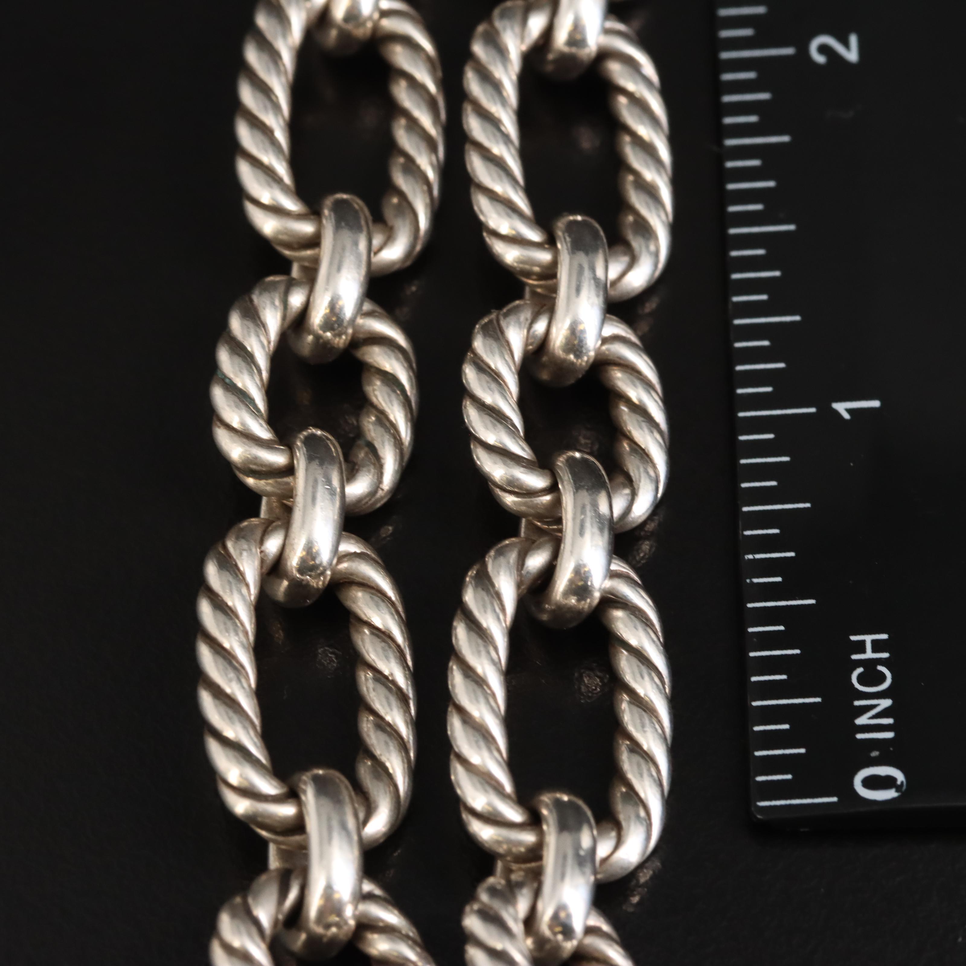 David Yurman Sterling Chain Necklace with Sapphire Accents