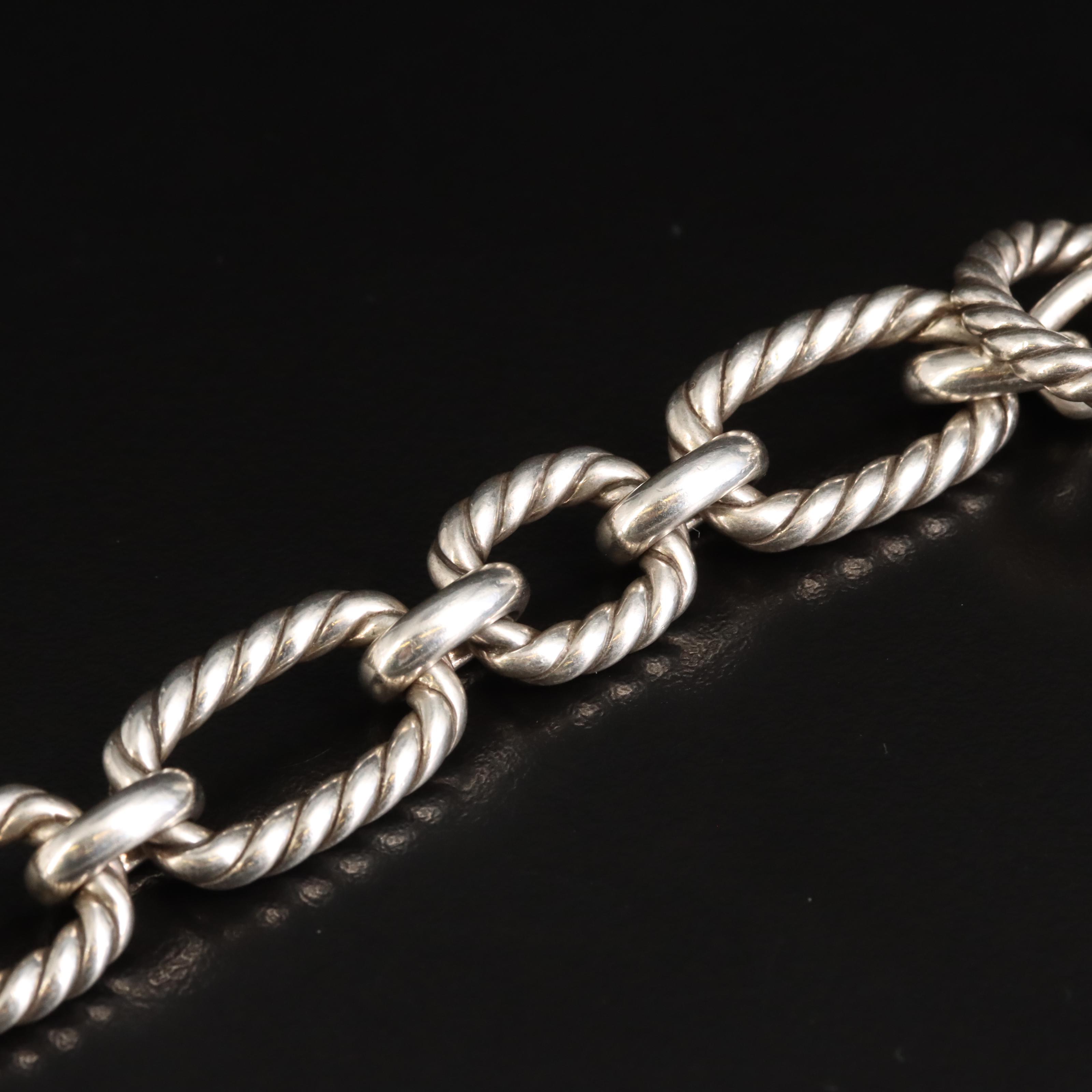 David Yurman Sterling Chain Necklace with Sapphire Accents