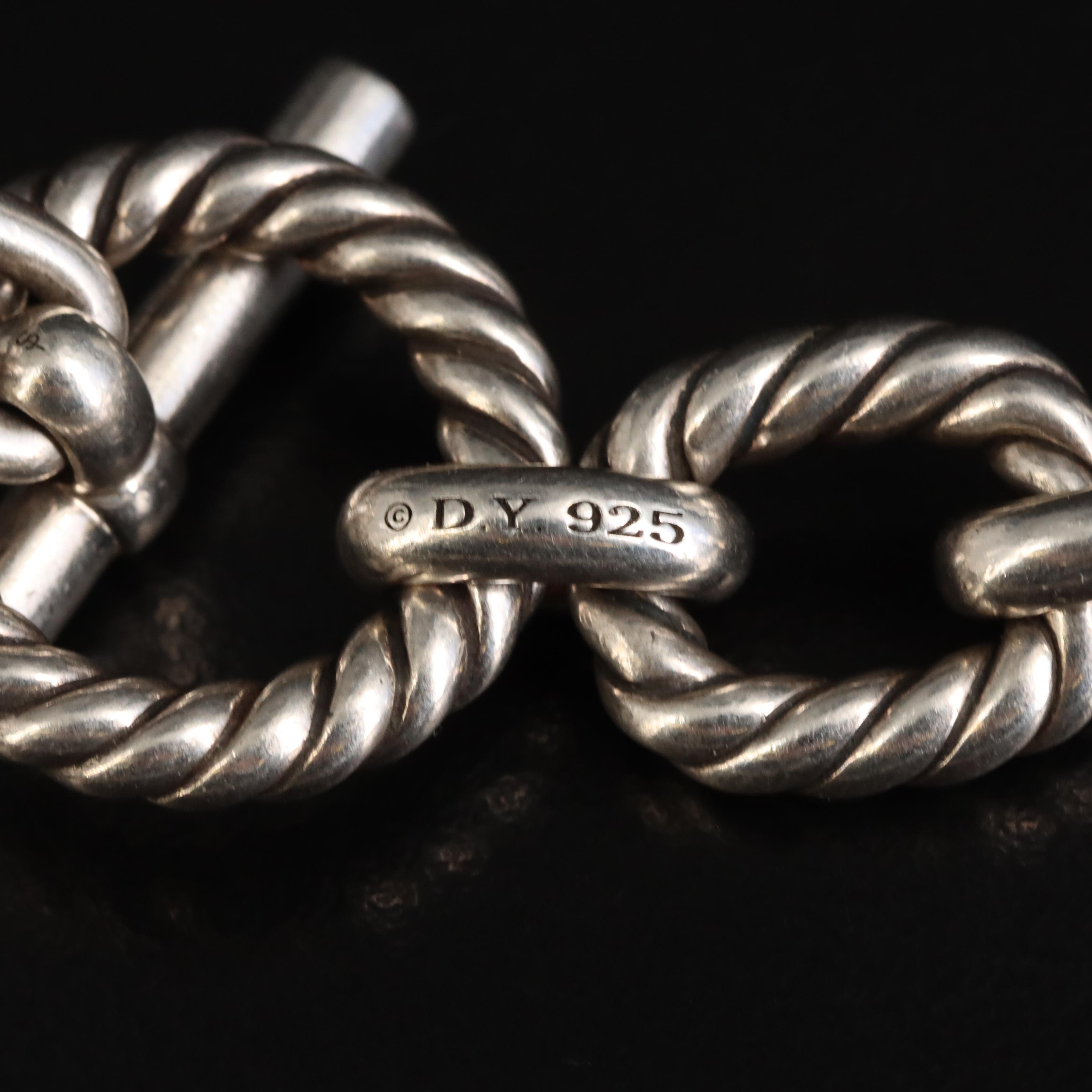 David Yurman Sterling Chain Necklace with Sapphire Accents