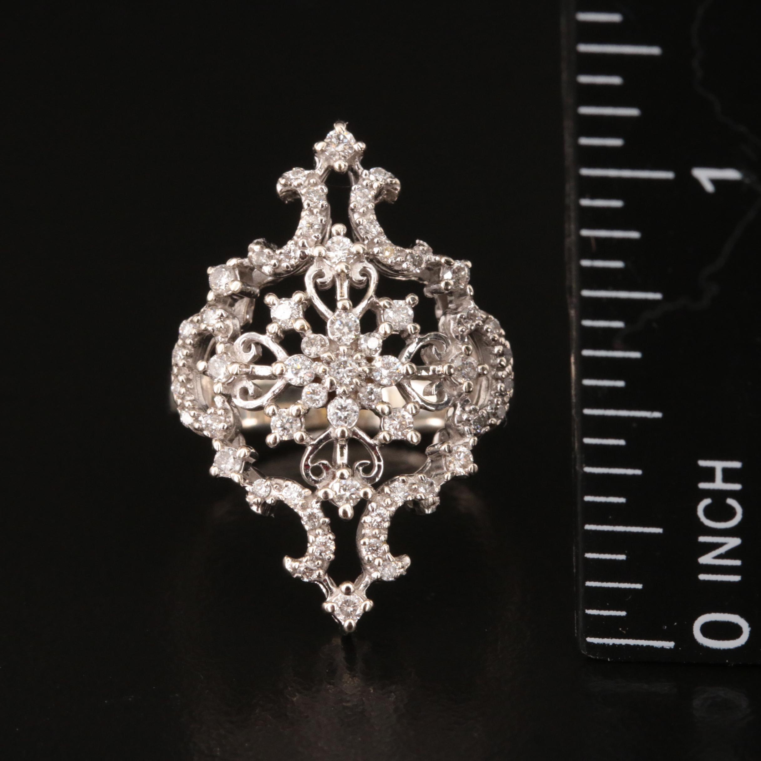 14K 0.48 CTW Diamond Ring with Tracery Design