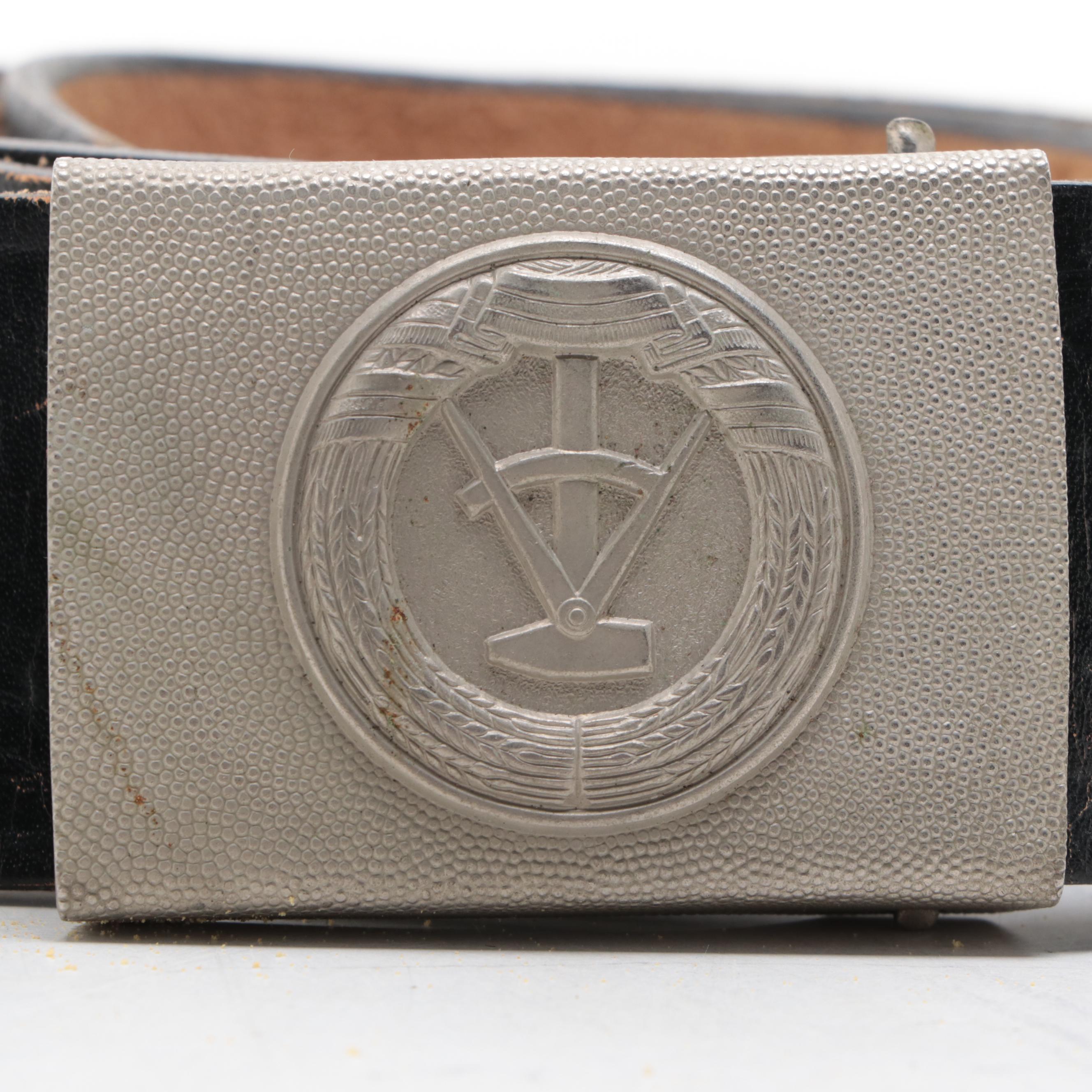 East German Volksarmee M56 Helmet and Belt, Mid to Late 20th Century