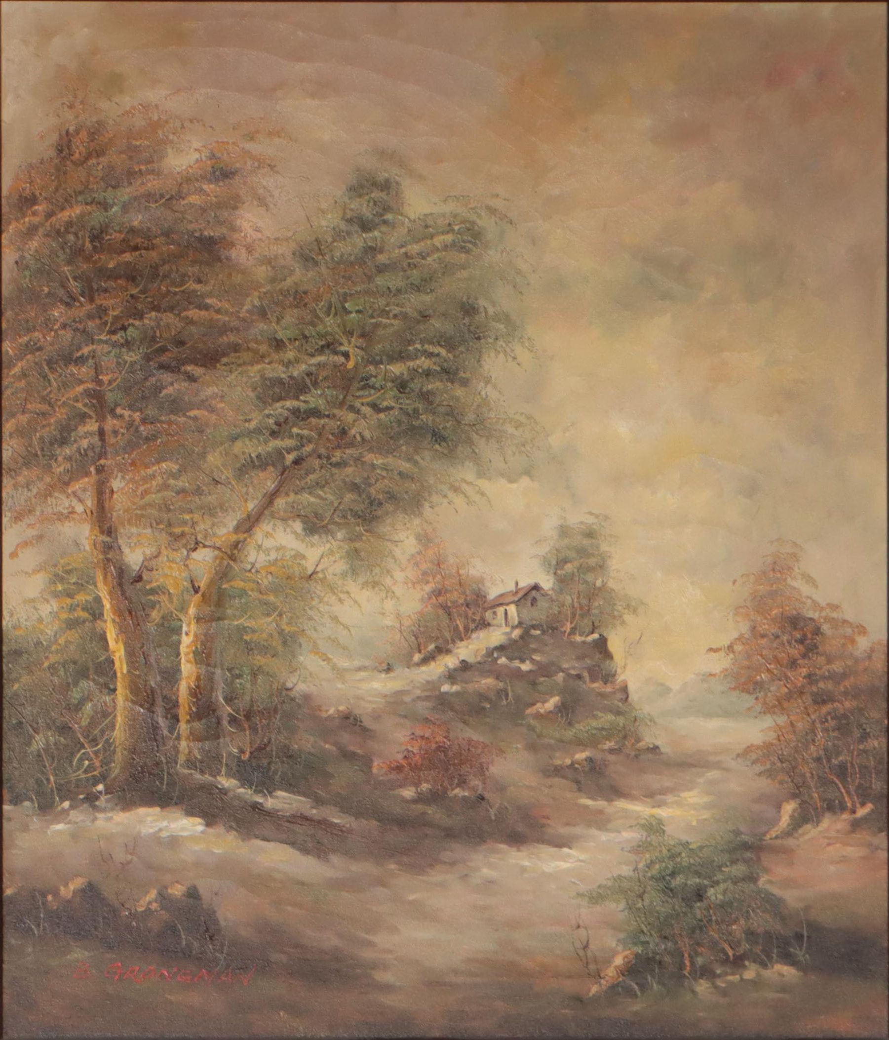 B. Groneman Landscape Oil Painting