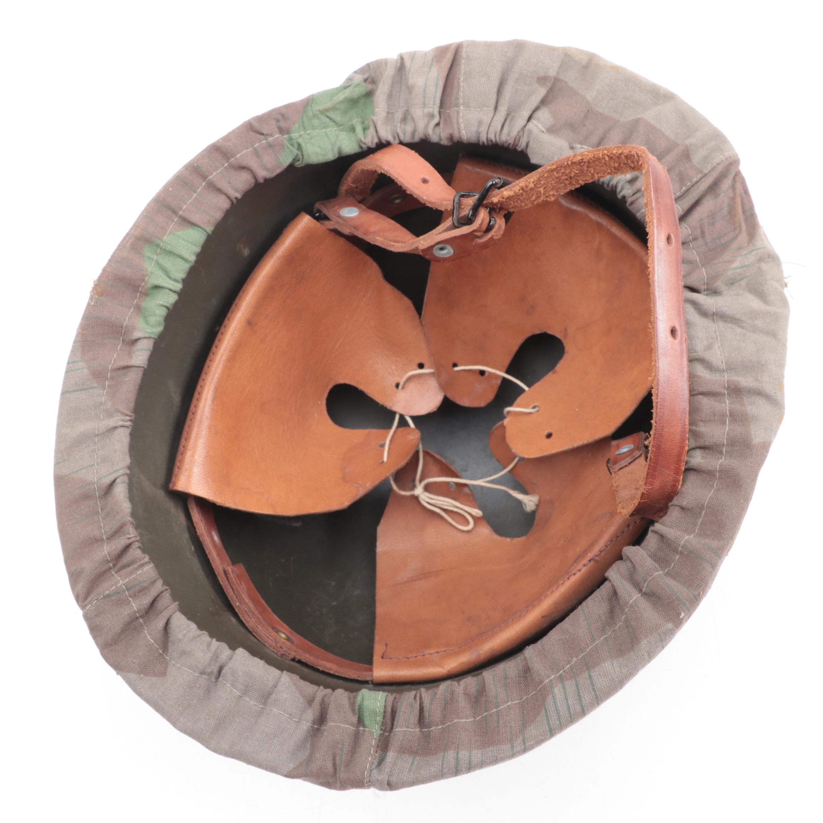 German Army Bundeswehr Helmet, Belt and Swiss Satchel, Mid to Late 20th Century