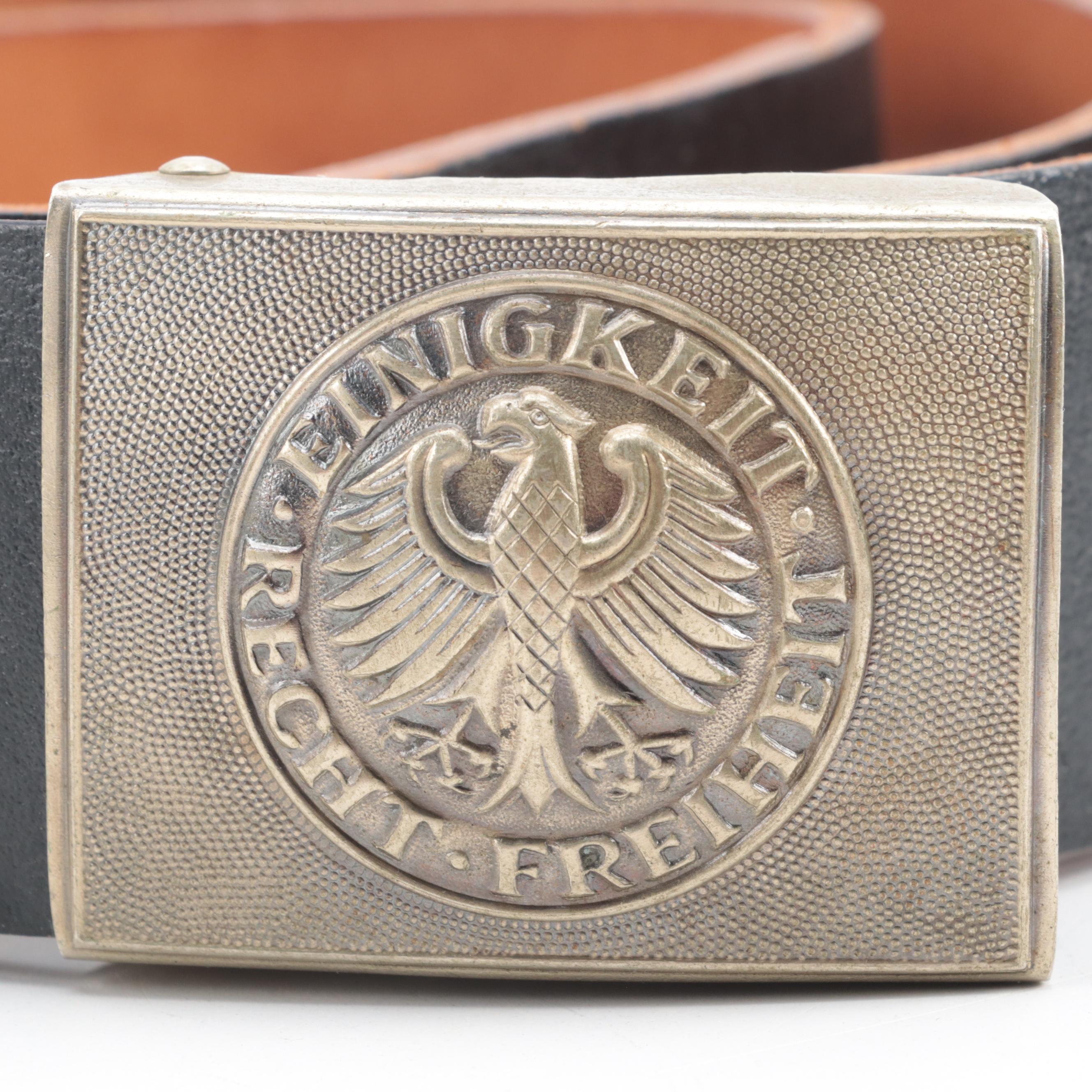 German Army Bundeswehr Helmet, Belt and Swiss Satchel, Mid to Late 20th Century