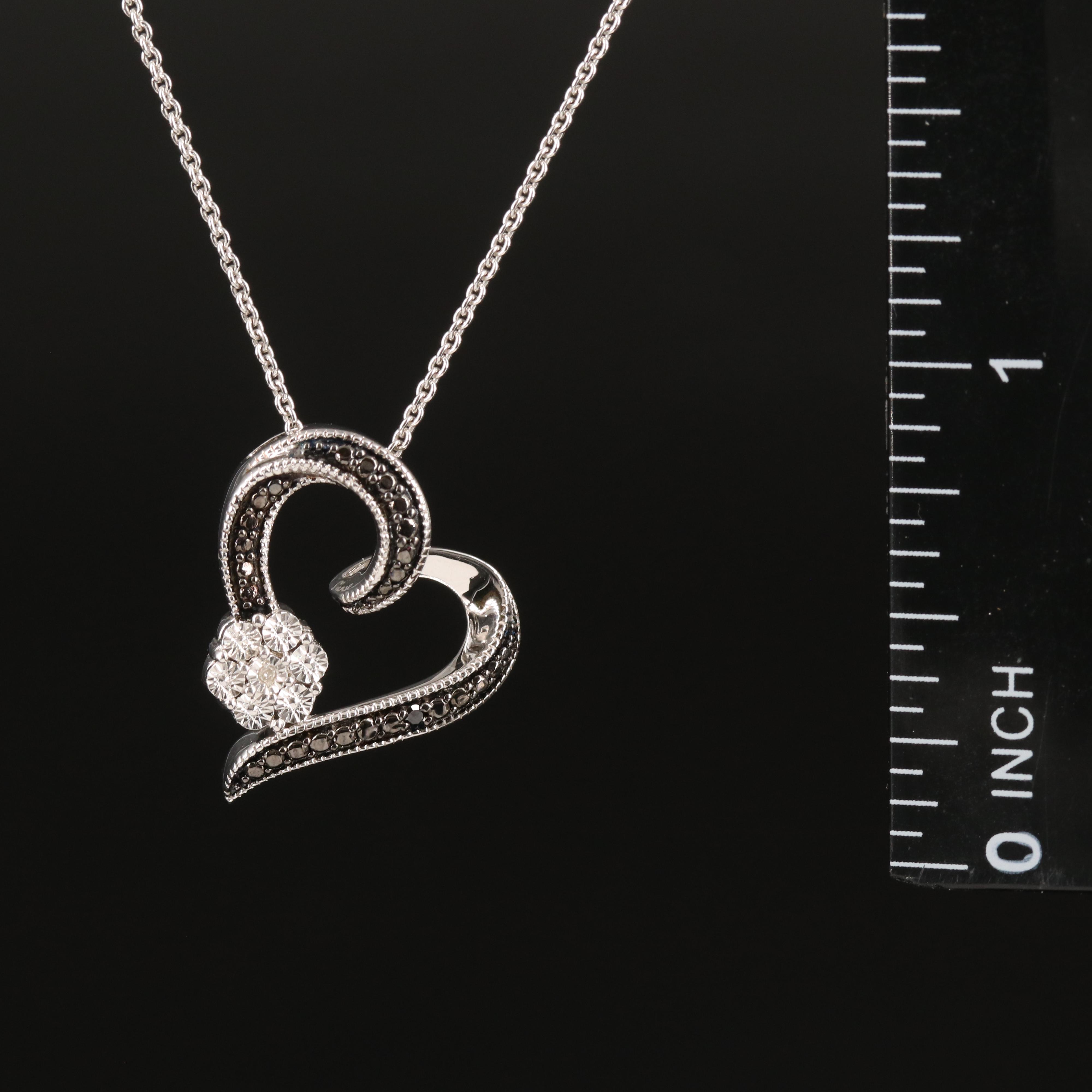Diamond Heart Pendant Necklace in Sterling