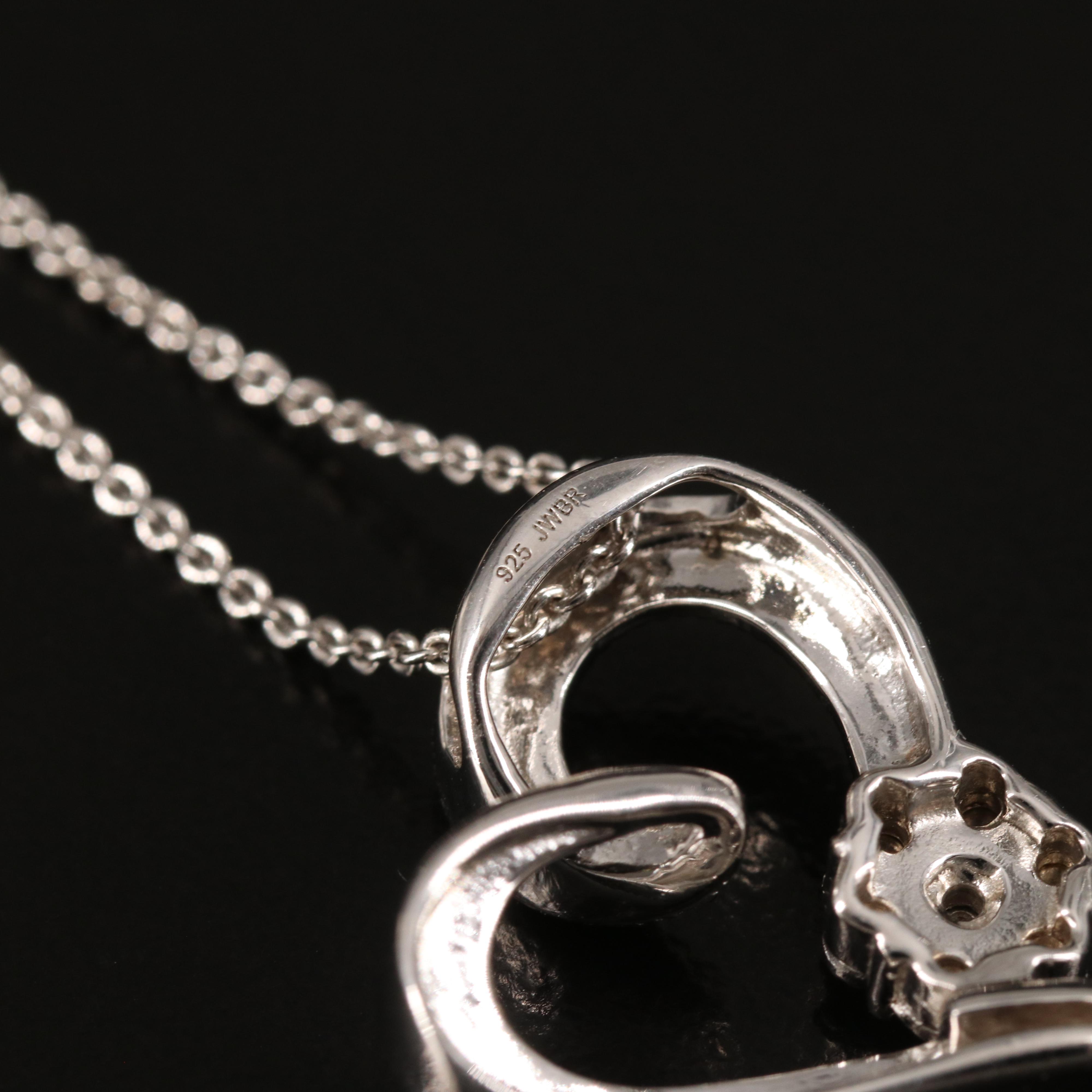 Diamond Heart Pendant Necklace in Sterling