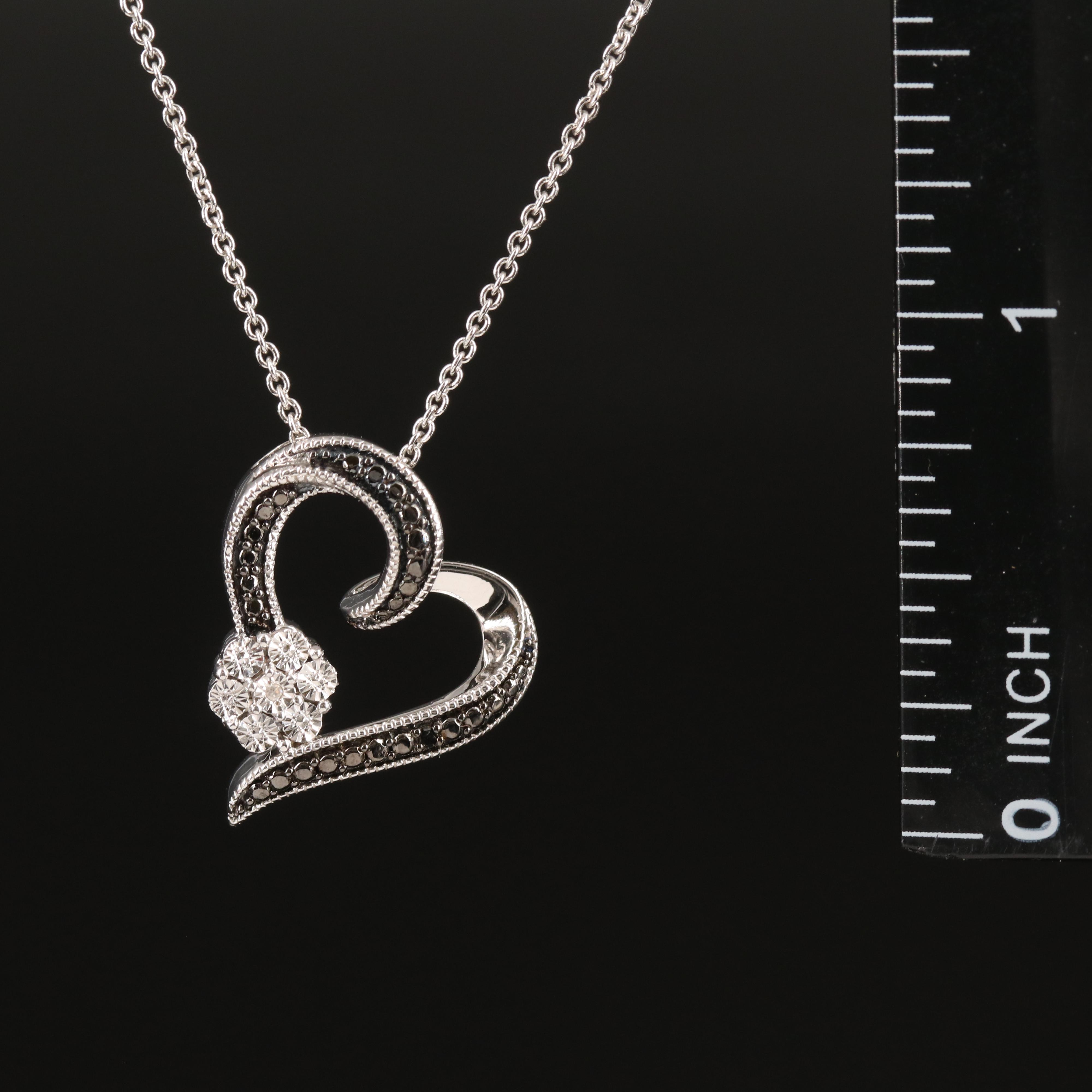 Diamond Heart Pendant Necklace in Sterling