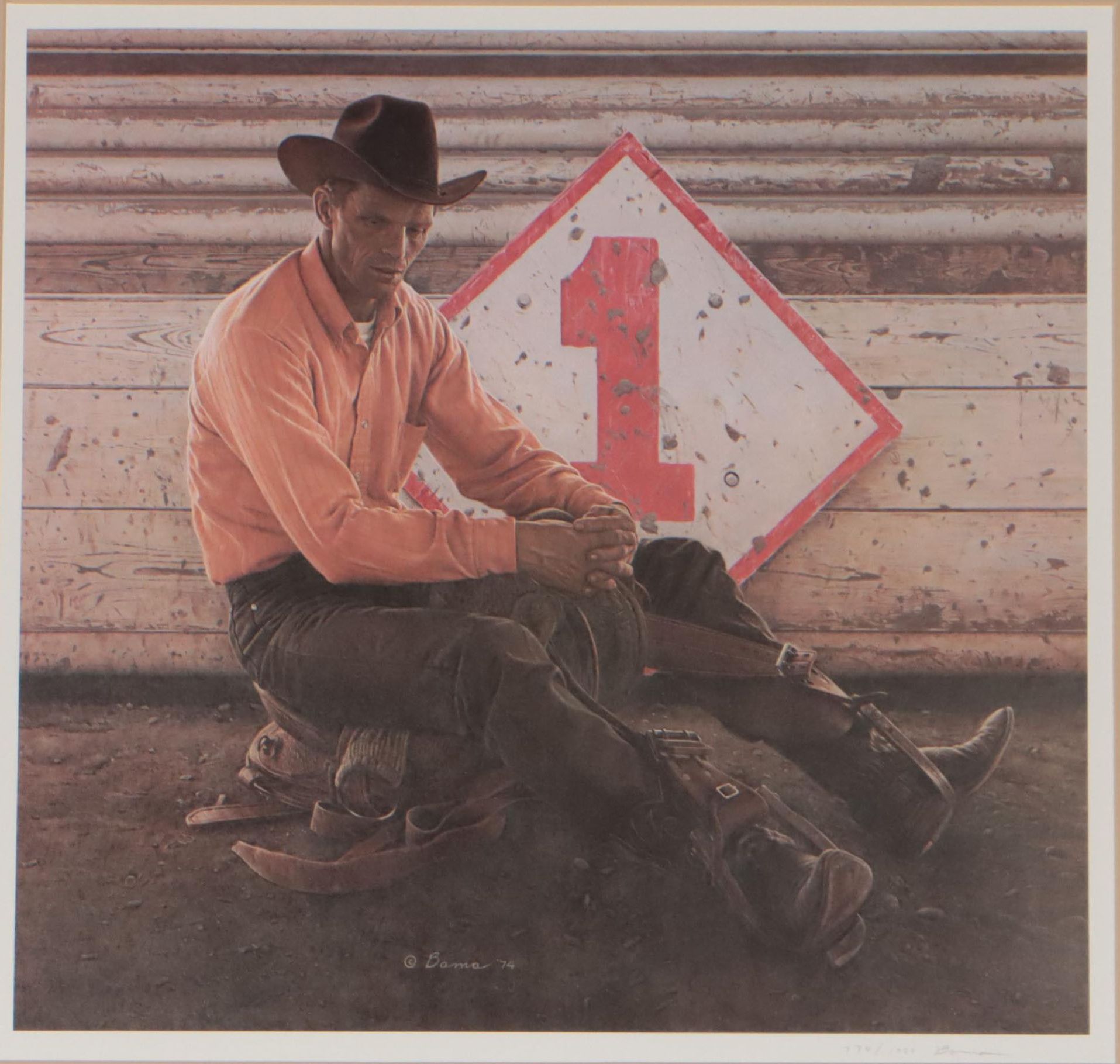 James Bama Offset Lithograph "Cowboy Rodeo Number One"