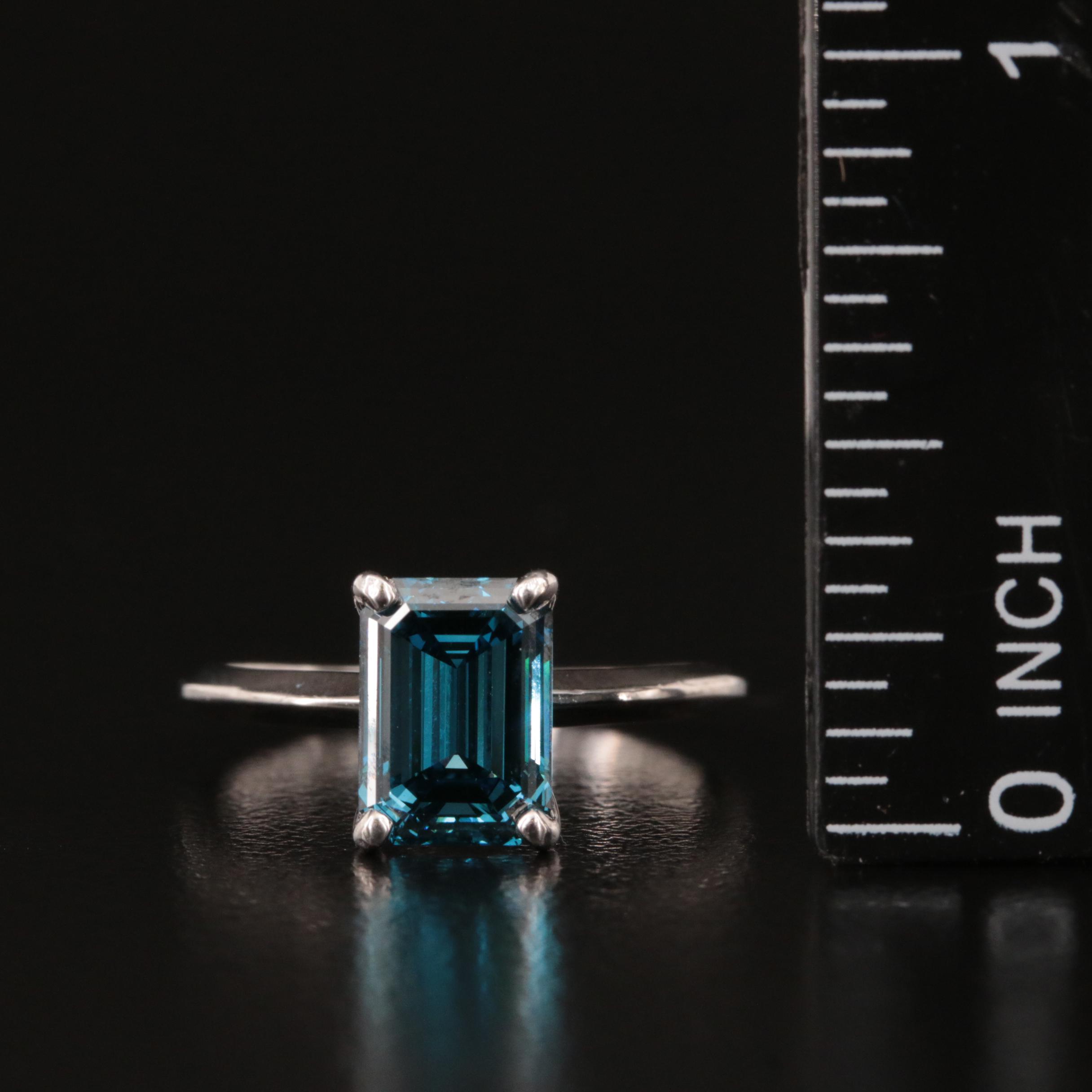 14K 2.29 CT Fancy Dark Blue Diamond Solitaire Ring