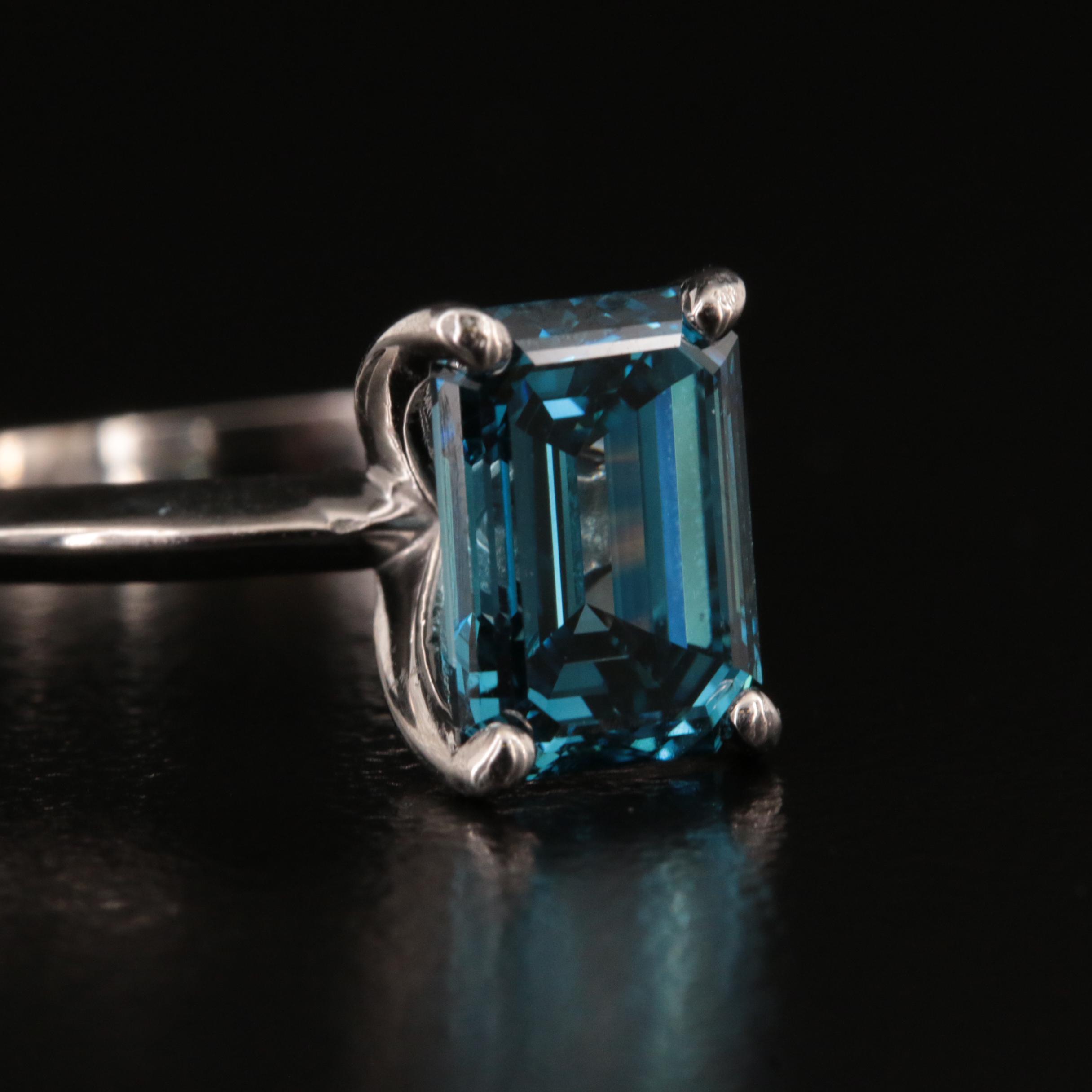 14K 2.29 CT Fancy Dark Blue Diamond Solitaire Ring