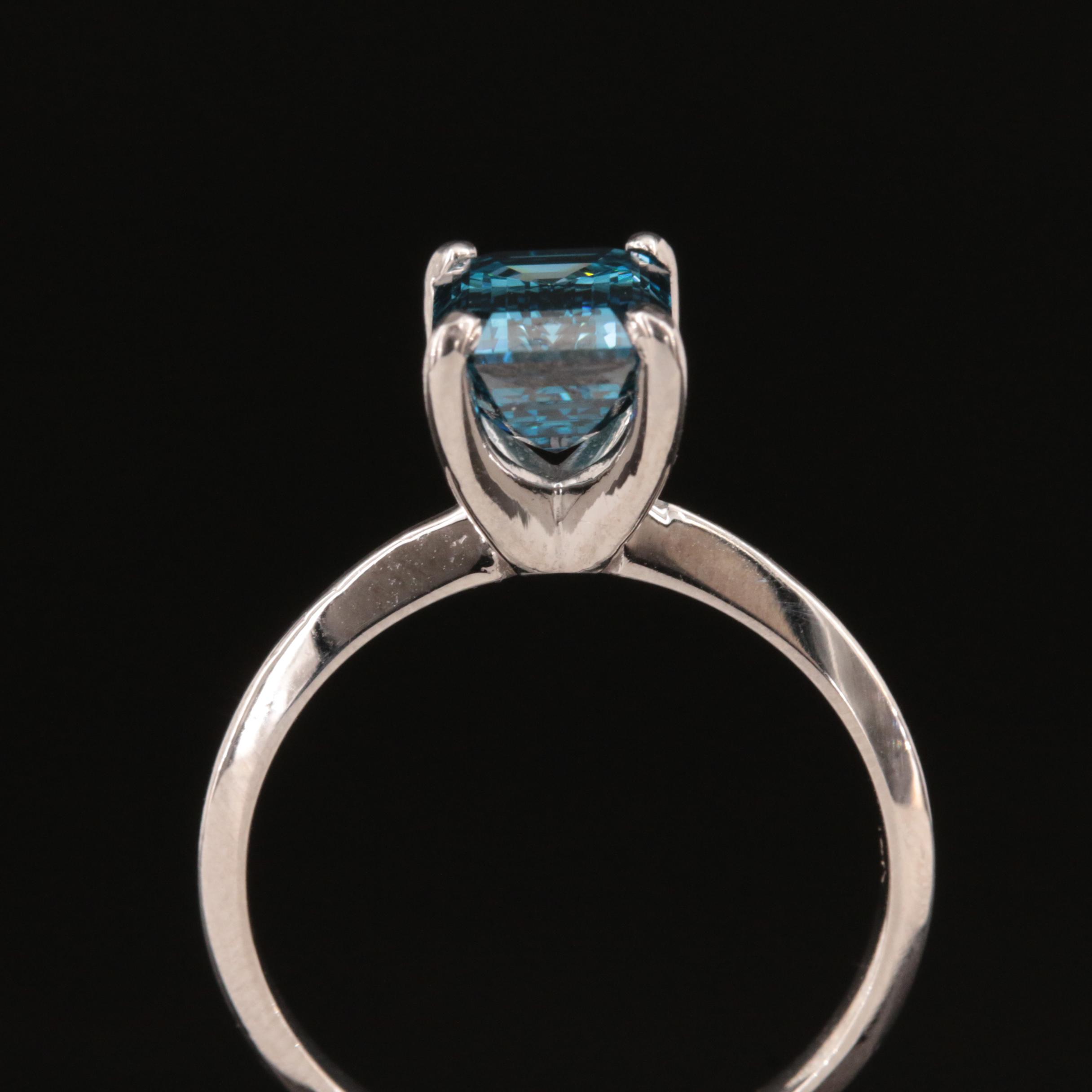 14K 2.29 CT Fancy Dark Blue Diamond Solitaire Ring