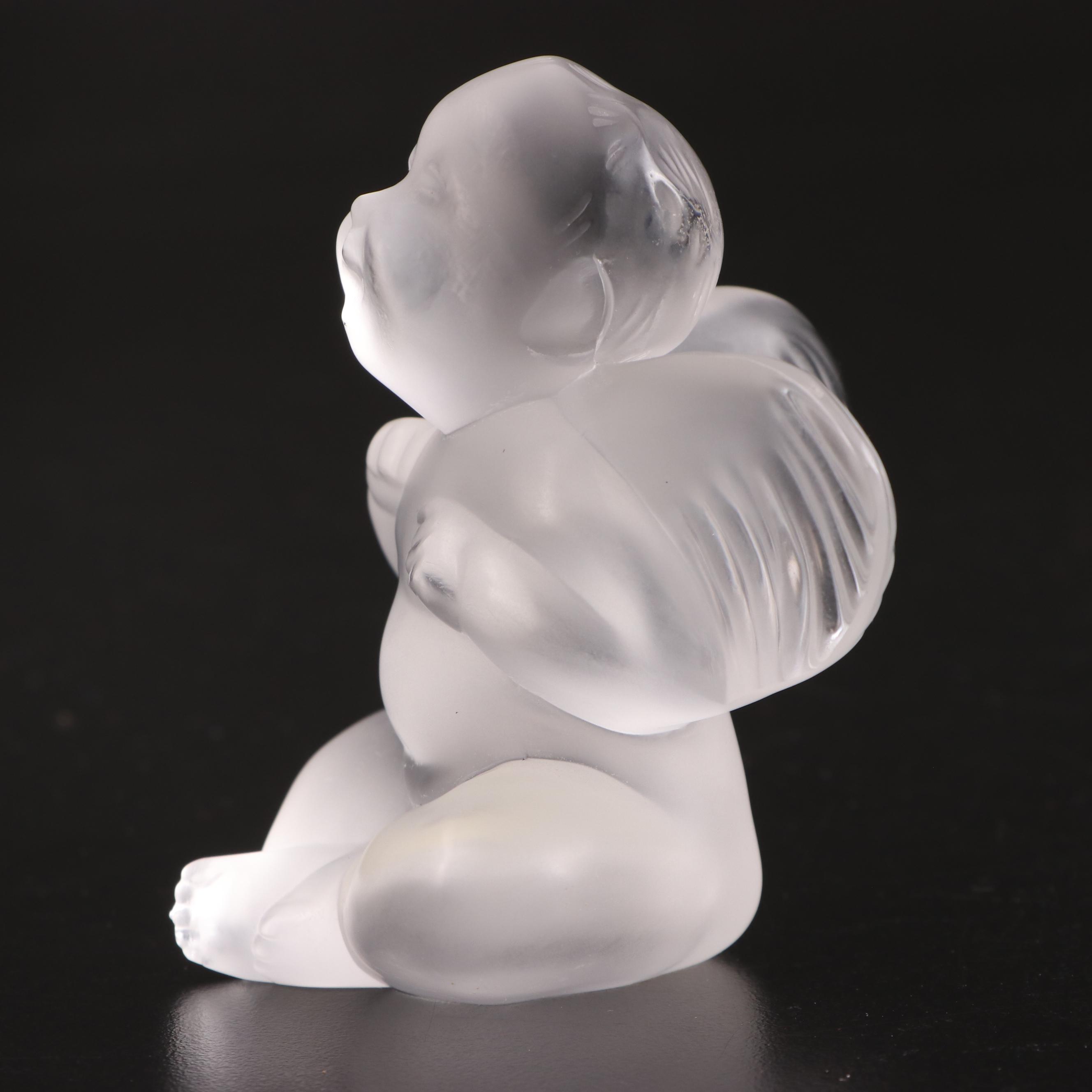 Lalique "Angel Capriccioso" and "Angel Malizioso" Frosted Crystal Figurines