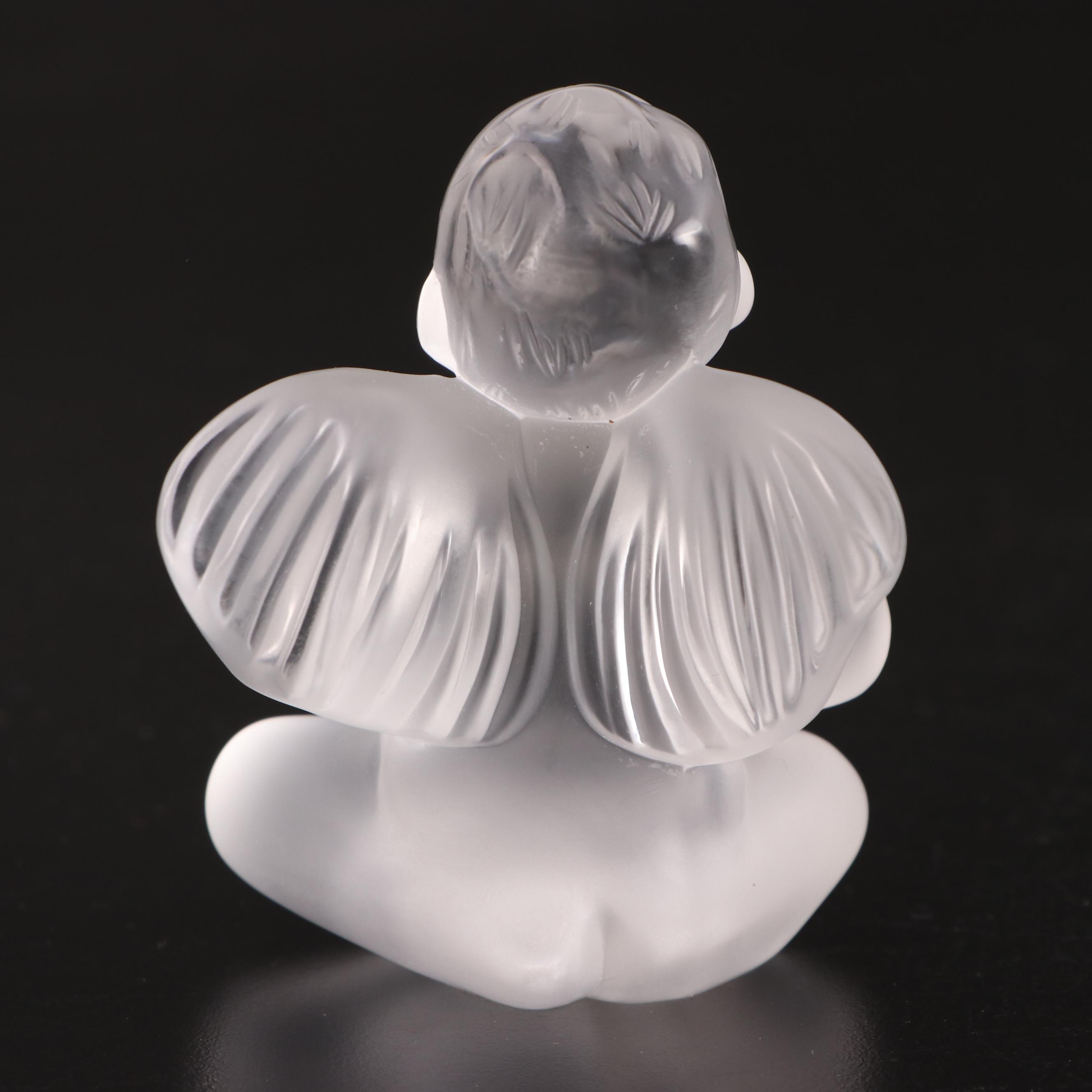 Lalique "Angel Capriccioso" and "Angel Malizioso" Frosted Crystal Figurines