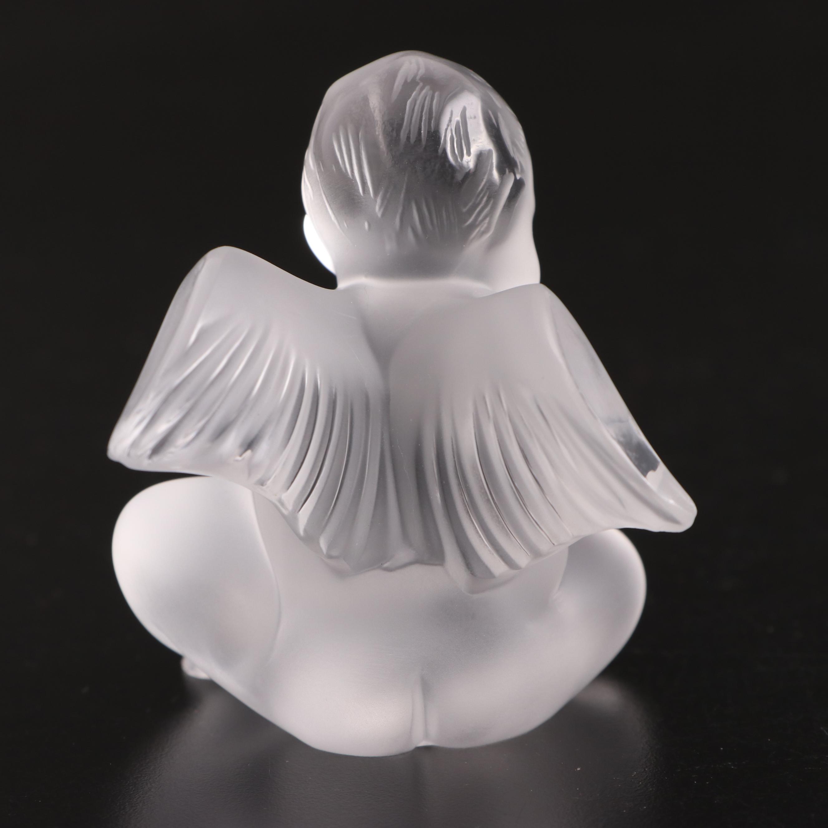 Lalique "Angel Capriccioso" and "Angel Malizioso" Frosted Crystal Figurines