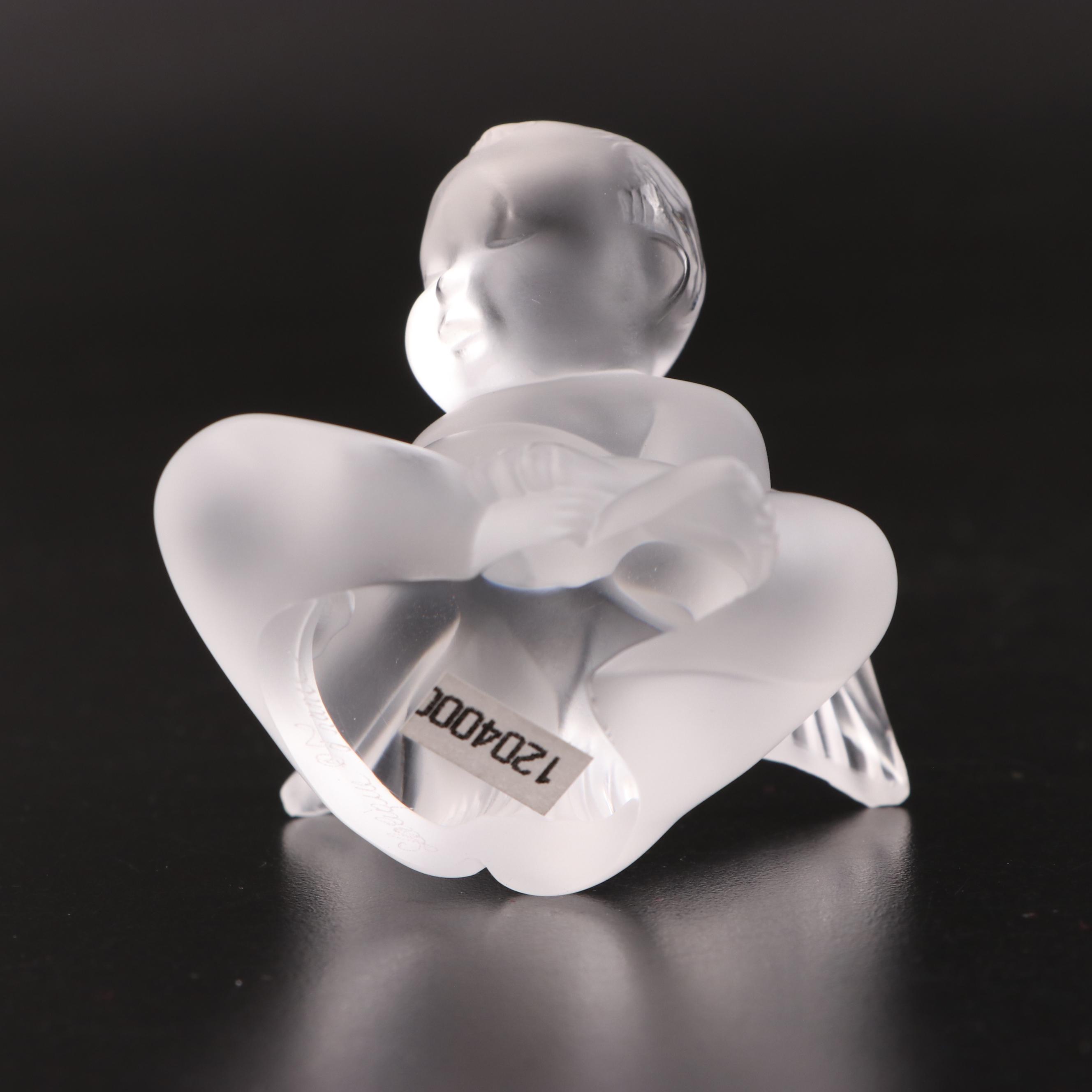 Lalique "Angel Capriccioso" and "Angel Malizioso" Frosted Crystal Figurines
