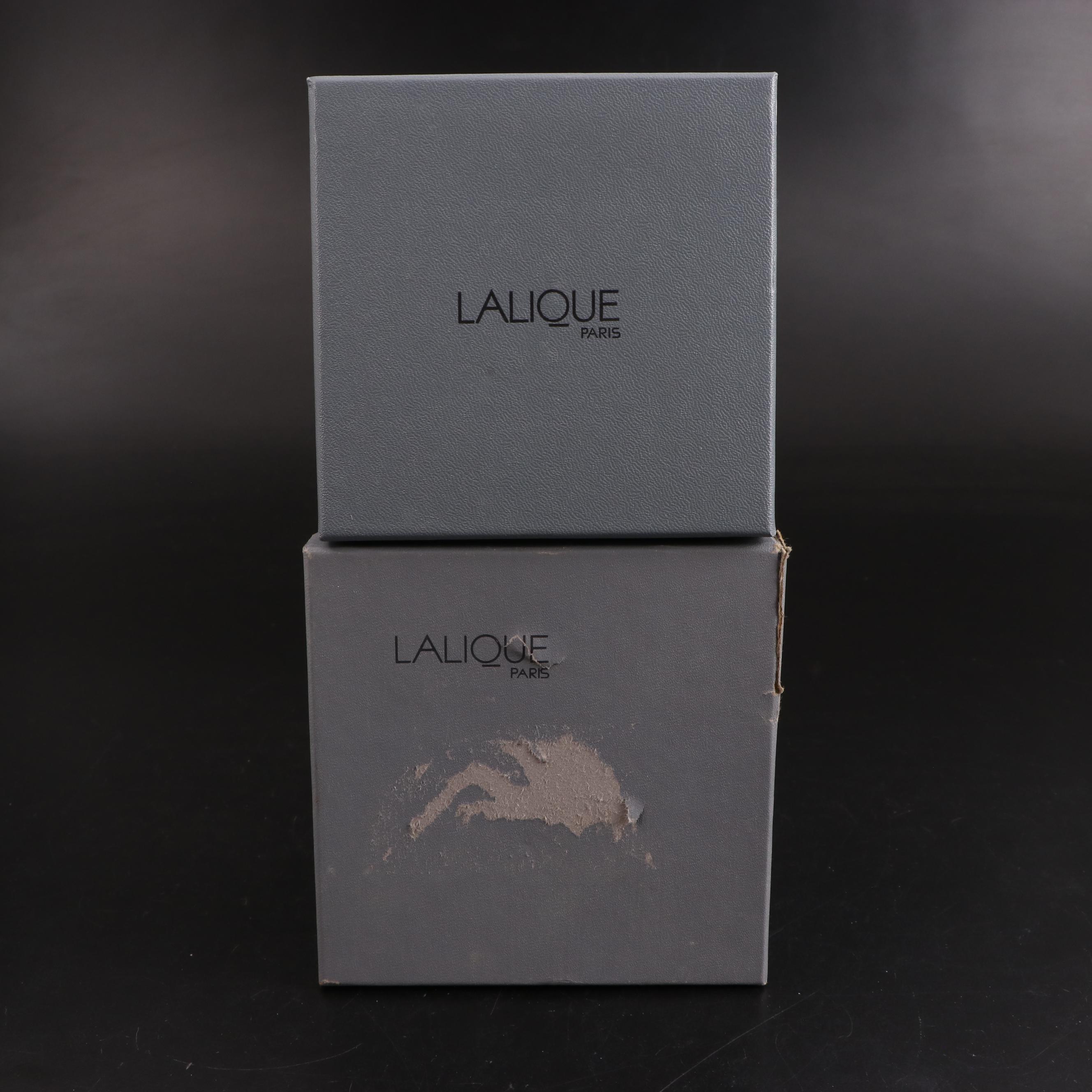 Lalique "Angel Capriccioso" and "Angel Malizioso" Frosted Crystal Figurines