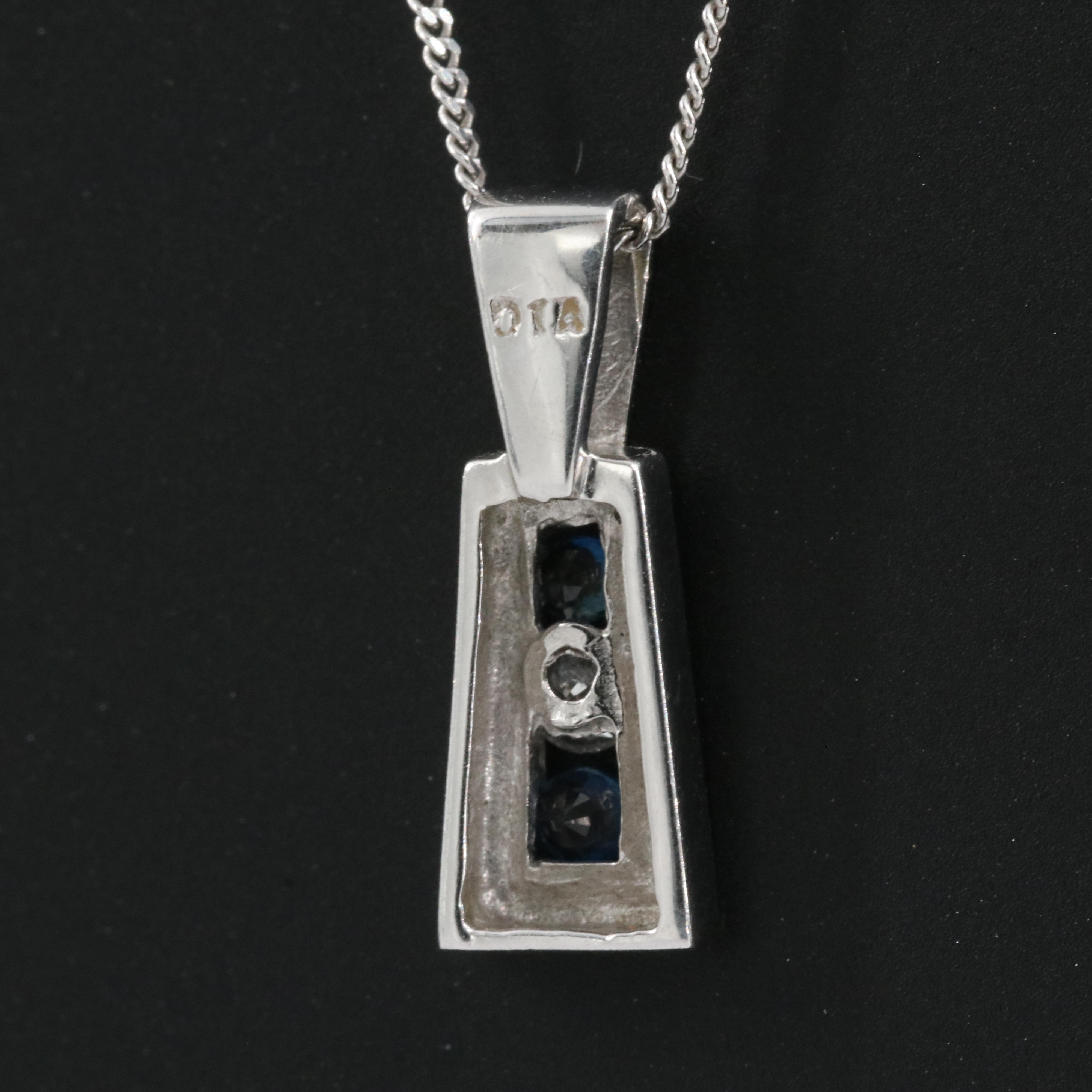 10K Sapphire and Diamond Pendant on 9K Chain Necklace