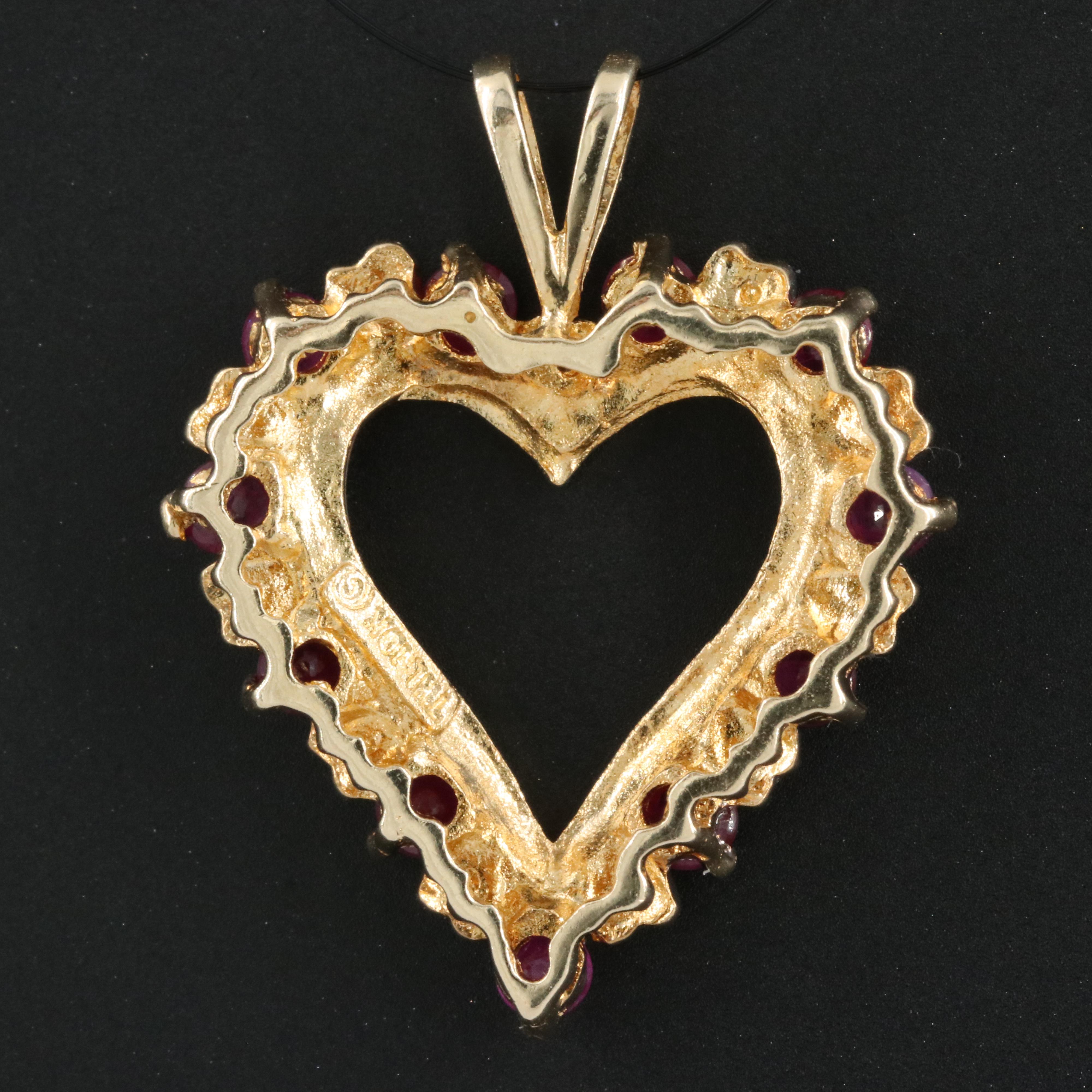 10K Ruby and Diamond Heart Pendant
