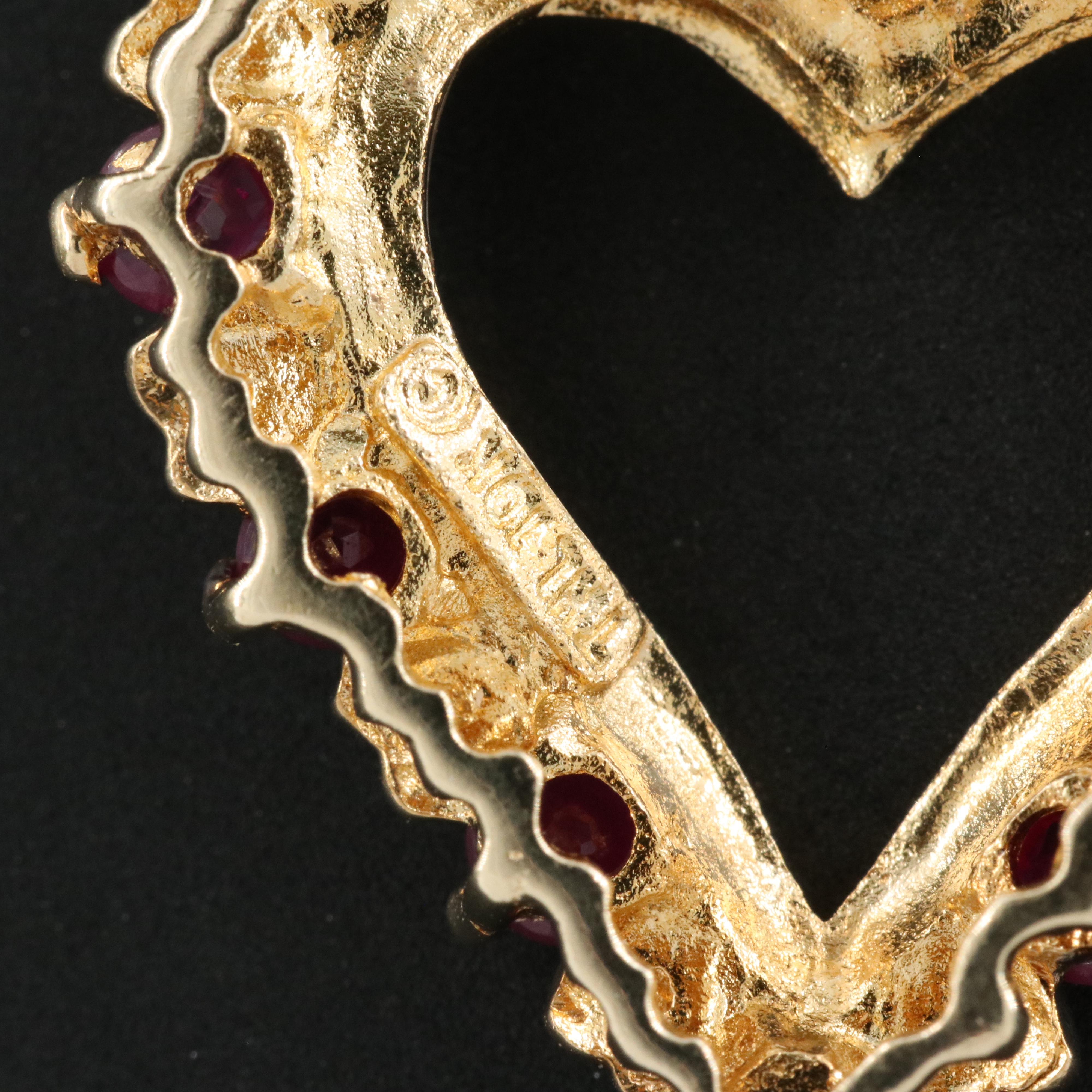 10K Ruby and Diamond Heart Pendant