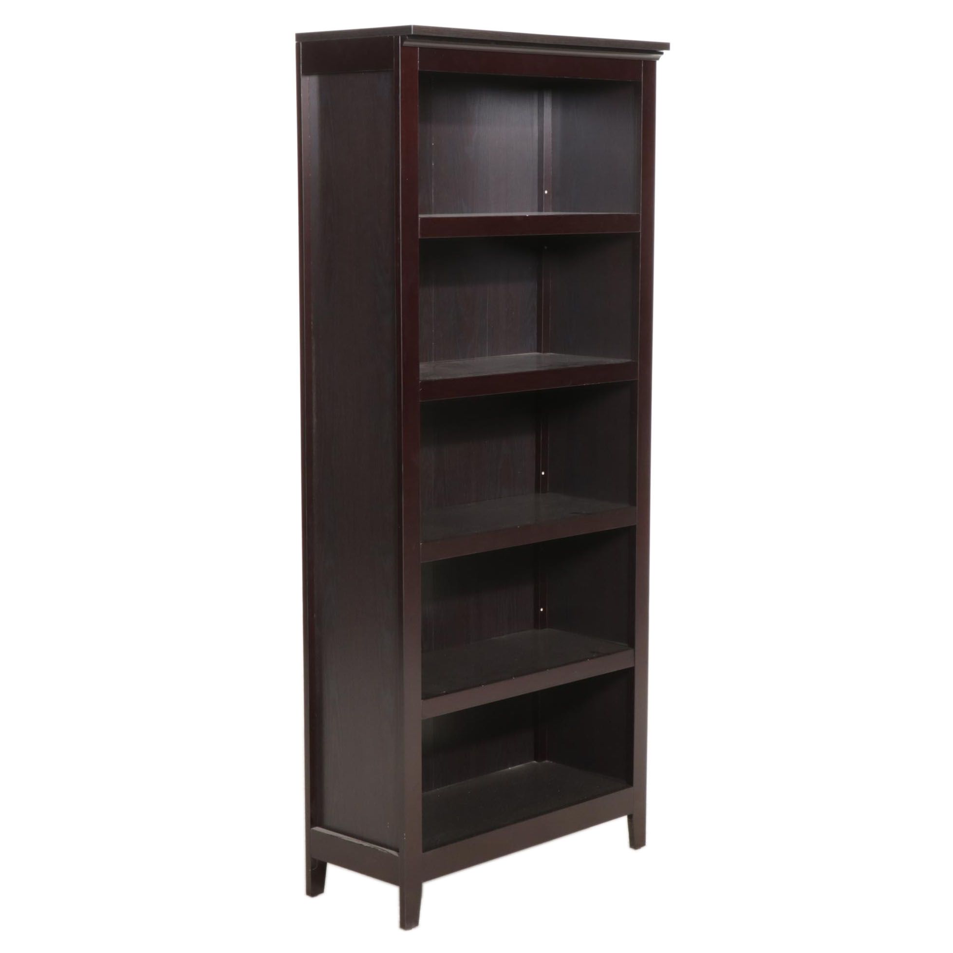 Contemporary Espresso-Finished Five-Shelf Bookcase