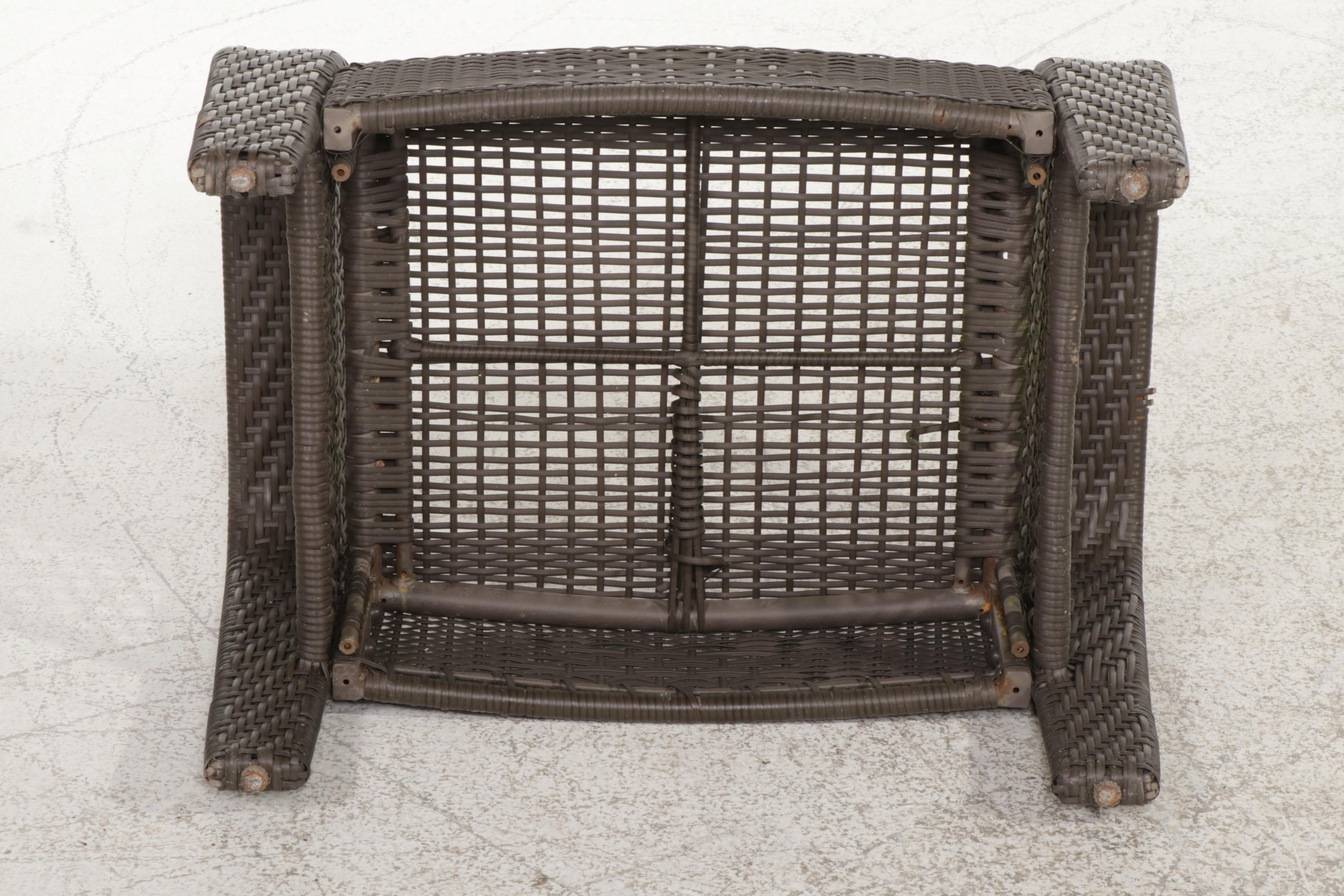 Resin Wicker and Metal Framed Patio Loveseat, Lounge Chairs and Ottoman