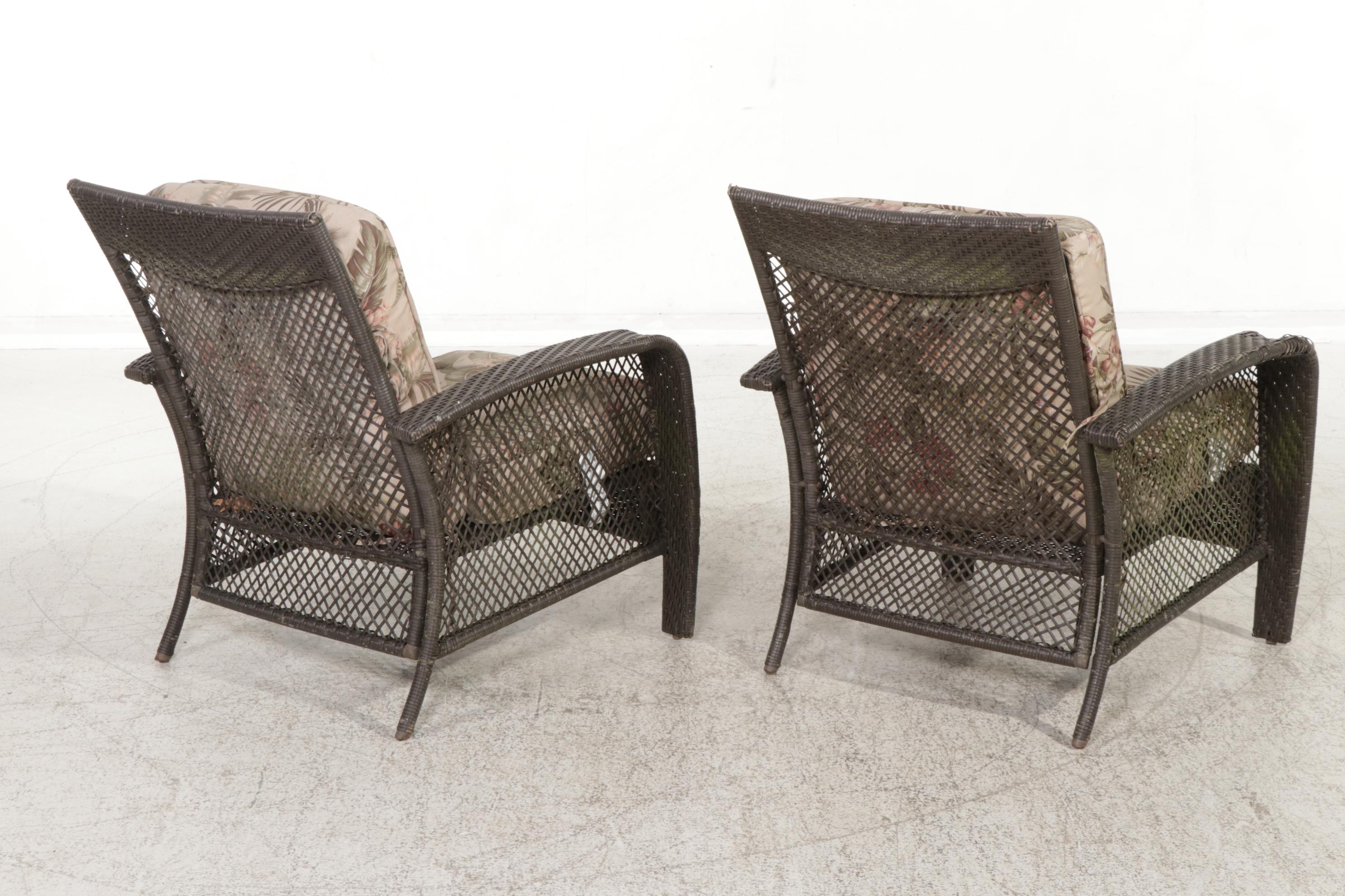 Resin Wicker and Metal Framed Patio Loveseat, Lounge Chairs and Ottoman
