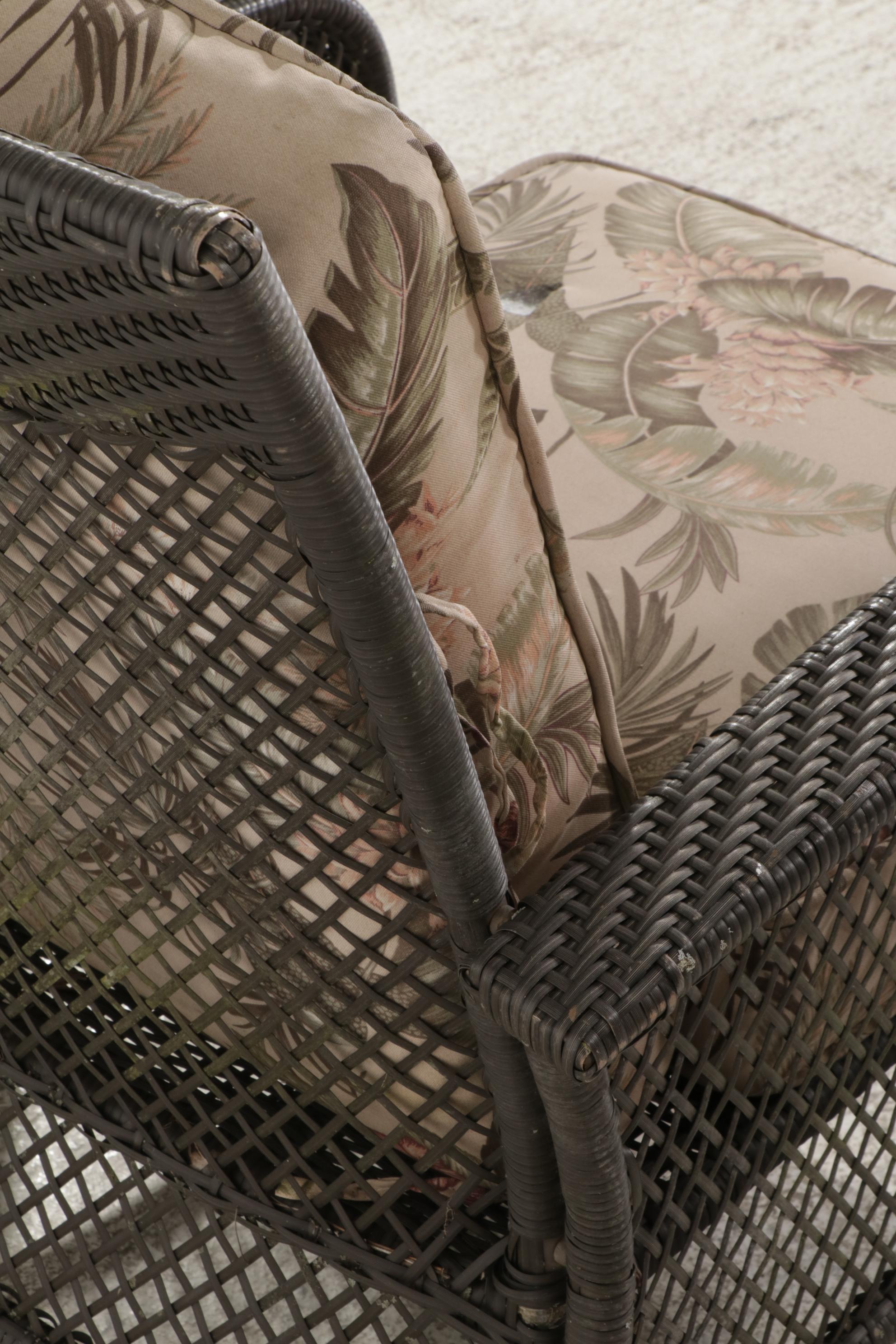 Resin Wicker and Metal Framed Patio Loveseat, Lounge Chairs and Ottoman