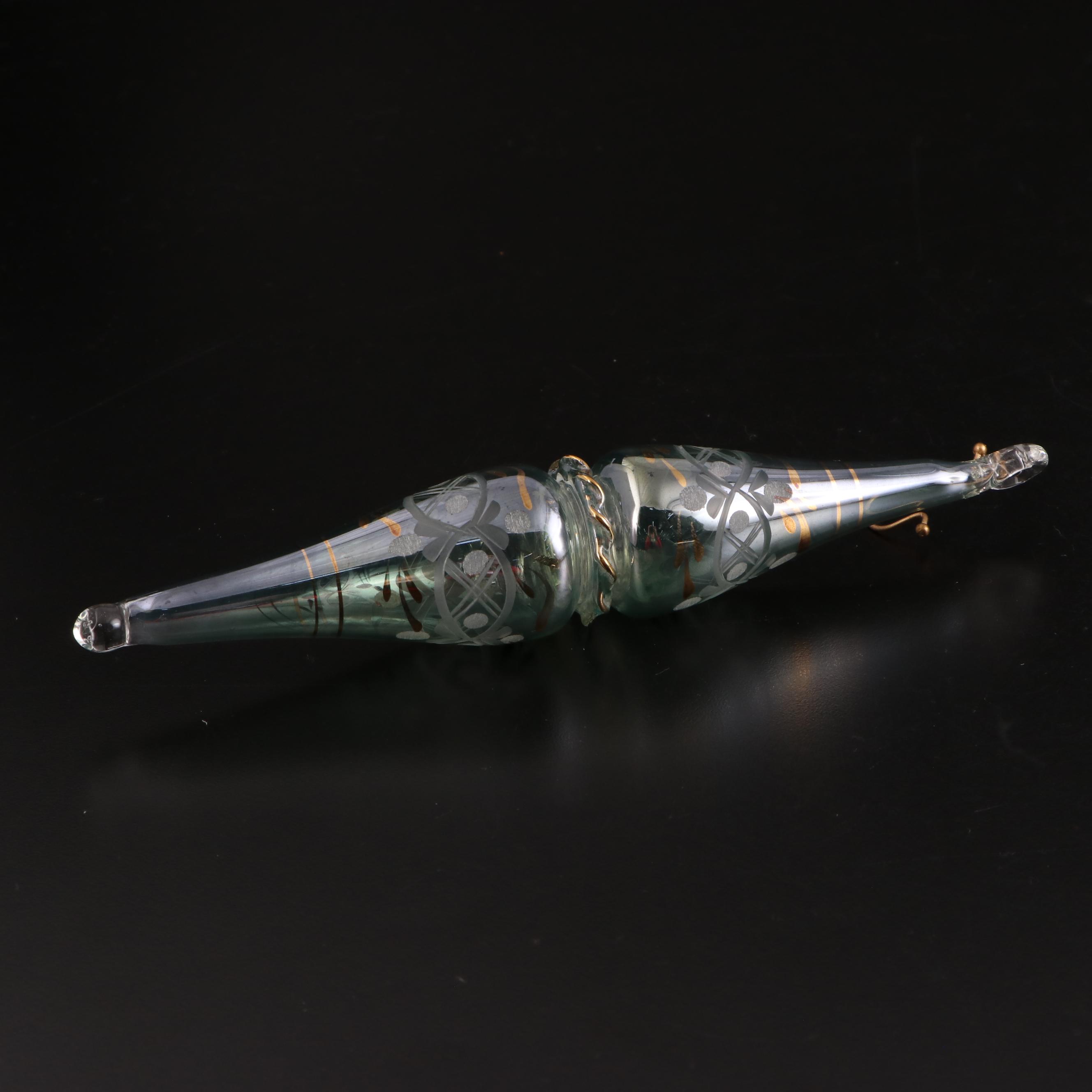 Wallace Silver Plate Musical Holiday Egg with Egyptian Blown Glass Ornaments