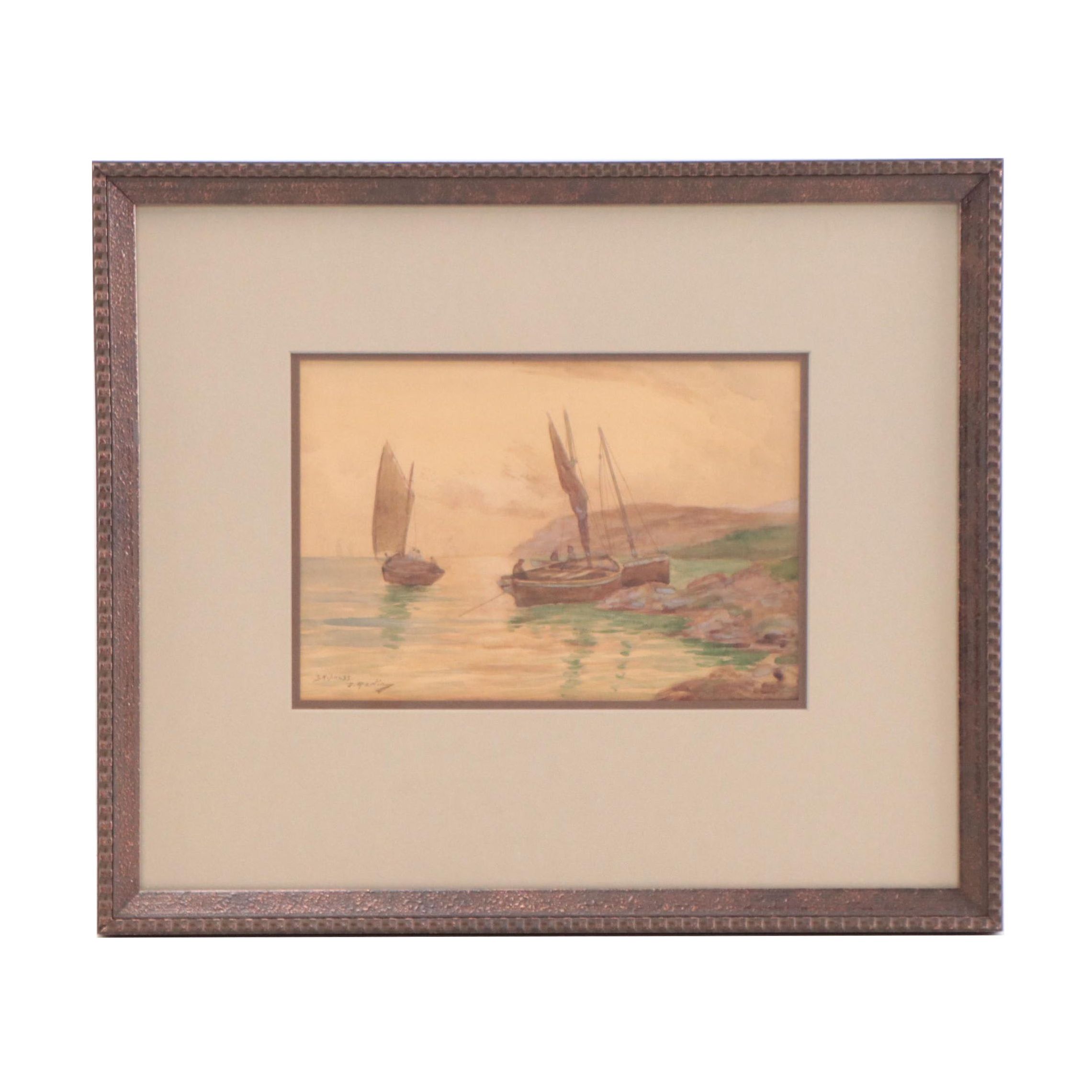 D. Martin Nautical Watercolor Painting "Ship nL 55""